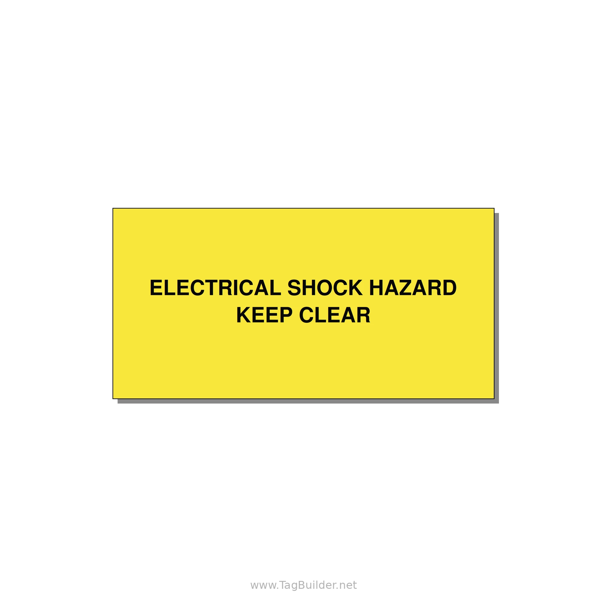 6.0x3.0" Electrical Safety Label - ELECTRICAL SHOCK HAZARD K — 6x3" Black on Yellow, Adhesive