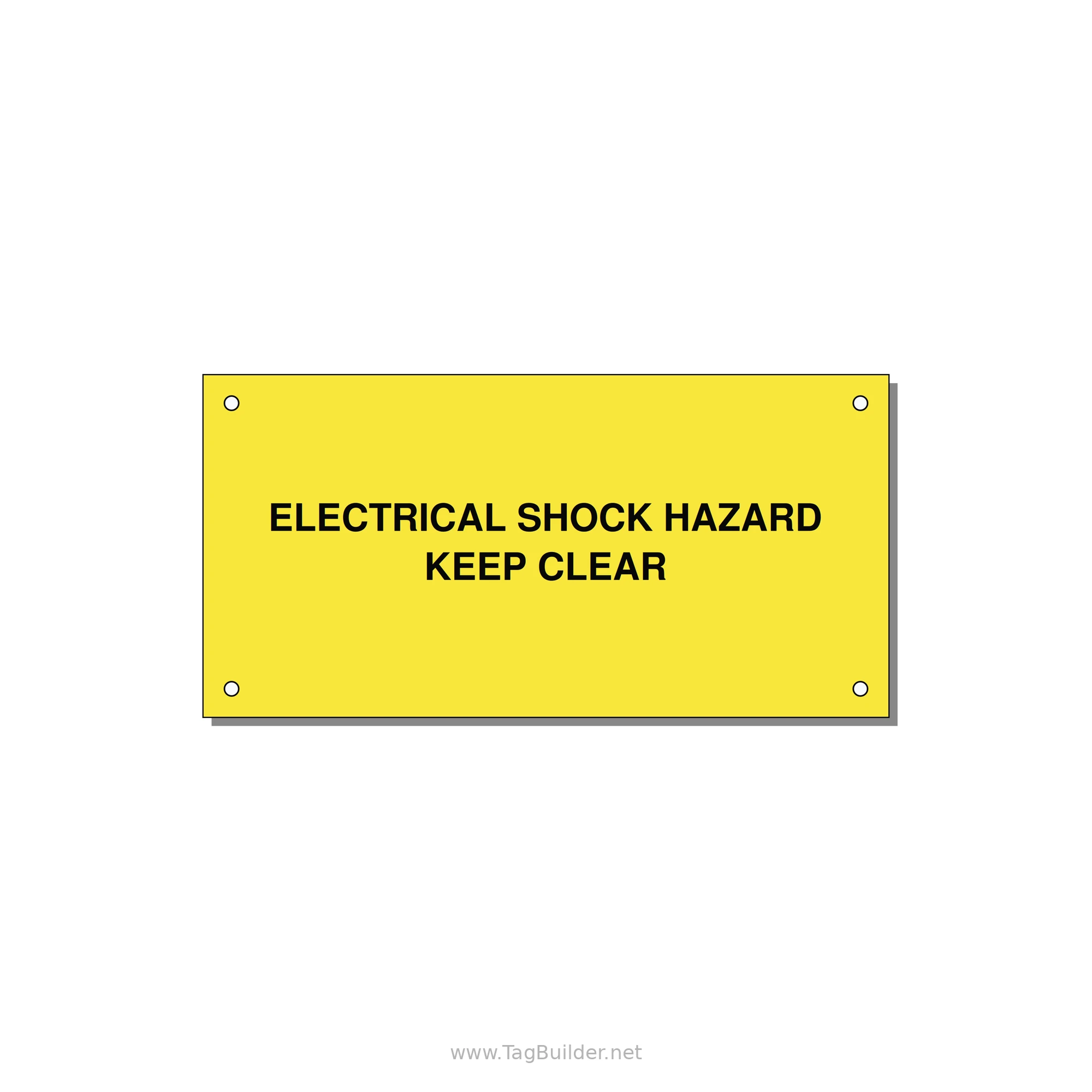 6.0x3.0" Electrical Safety Label - ELECTRICAL SHOCK HAZARD K — 6x3" Black on Yellow, Holes