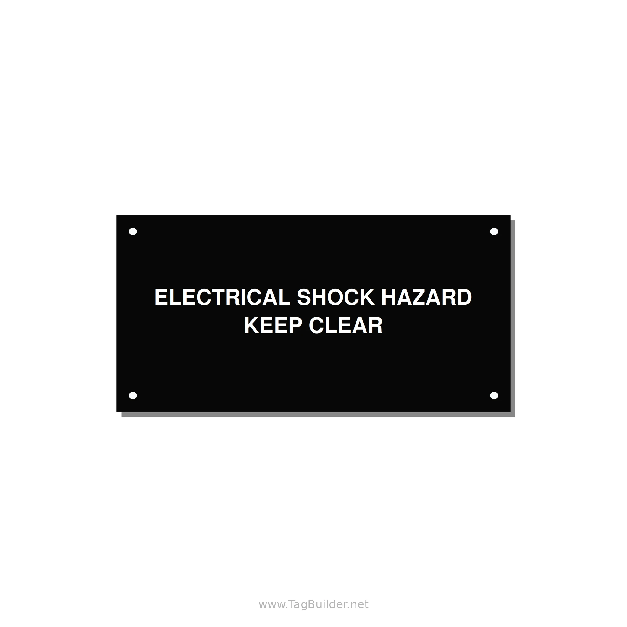 6.0x3.0" Electrical Safety Label - ELECTRICAL SHOCK HAZARD K — 6x3" White on Black, Holes