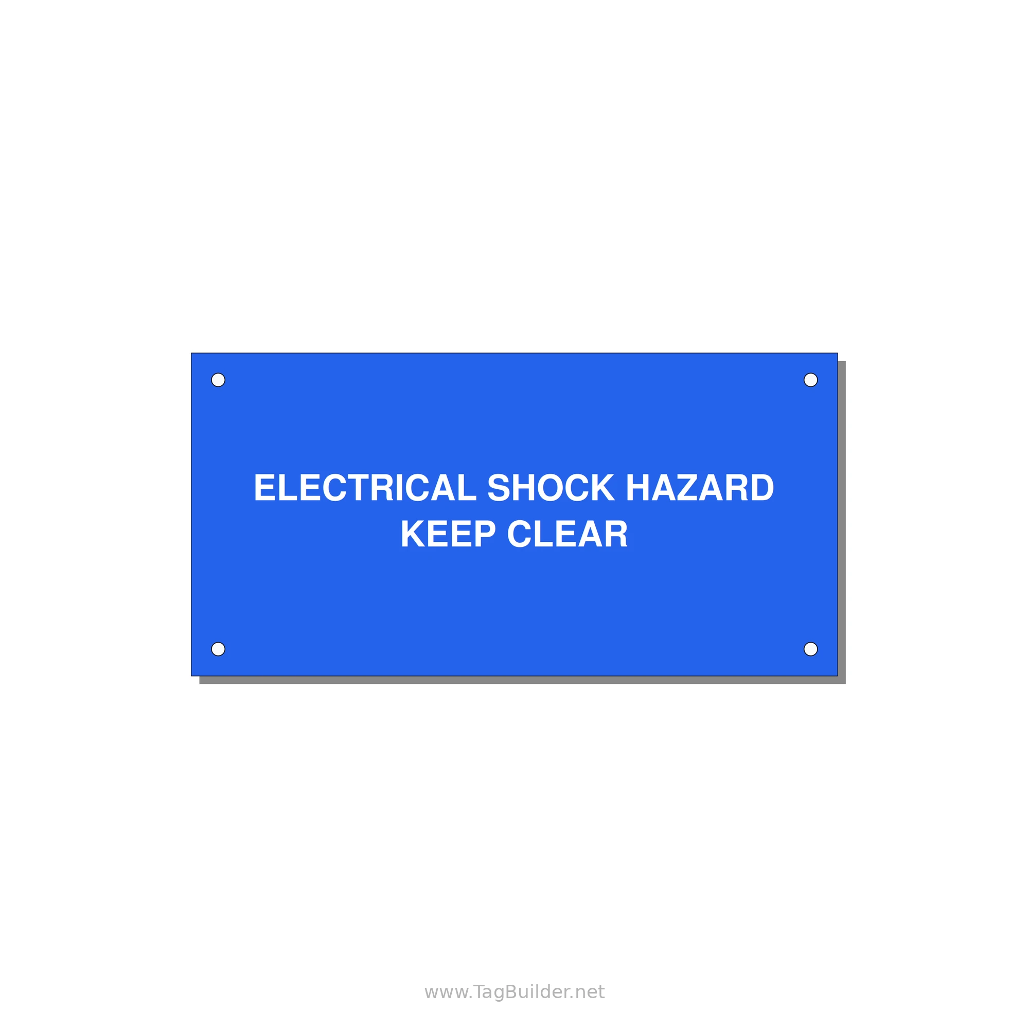 6.0x3.0" Electrical Safety Label - ELECTRICAL SHOCK HAZARD K — 6x3" White on Blue, Holes