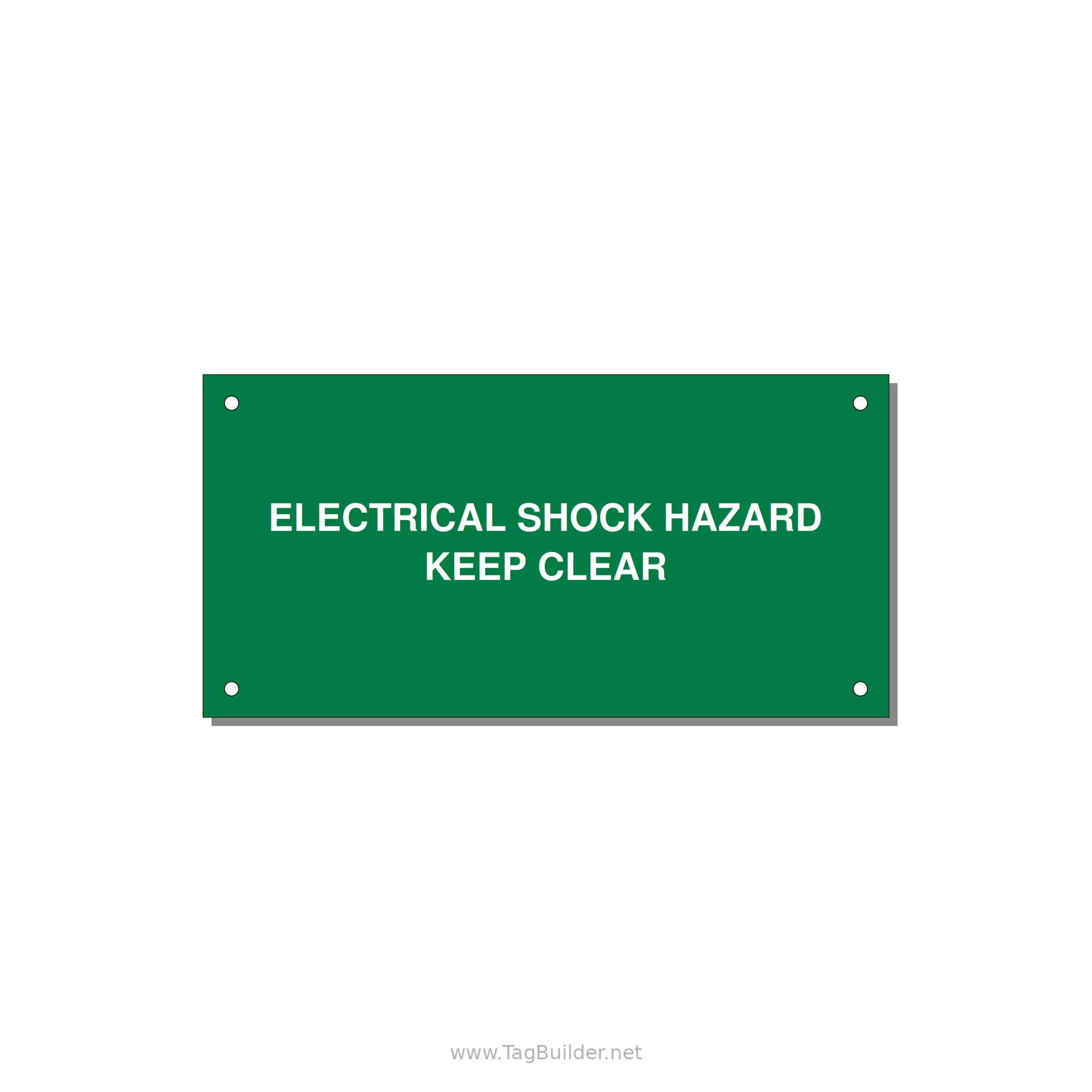 6.0x3.0" Electrical Safety Label - ELECTRICAL SHOCK HAZARD K — 6x3" White on Green, Holes