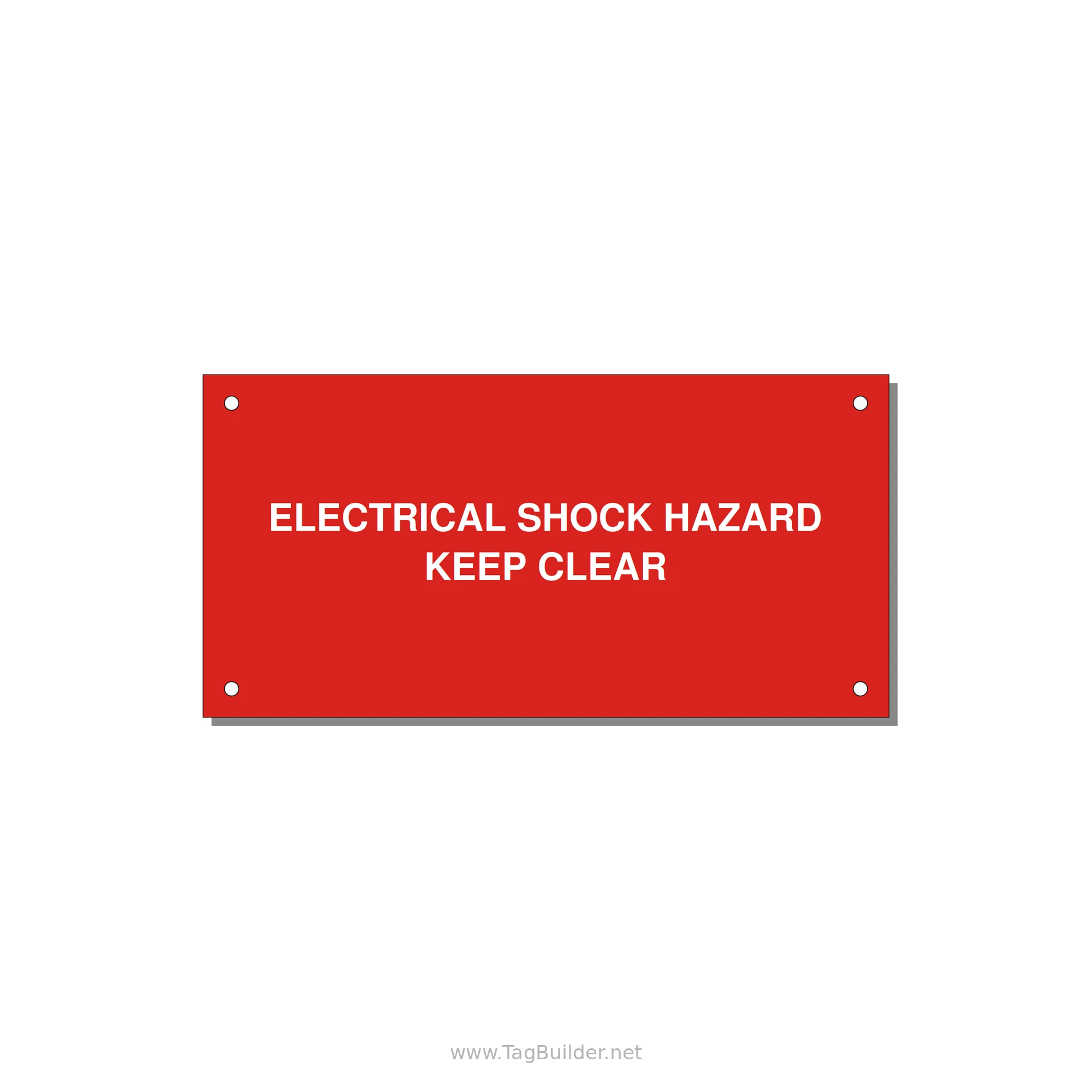 6.0x3.0" Electrical Safety Label - ELECTRICAL SHOCK HAZARD K — 6x3" White on Red, Holes