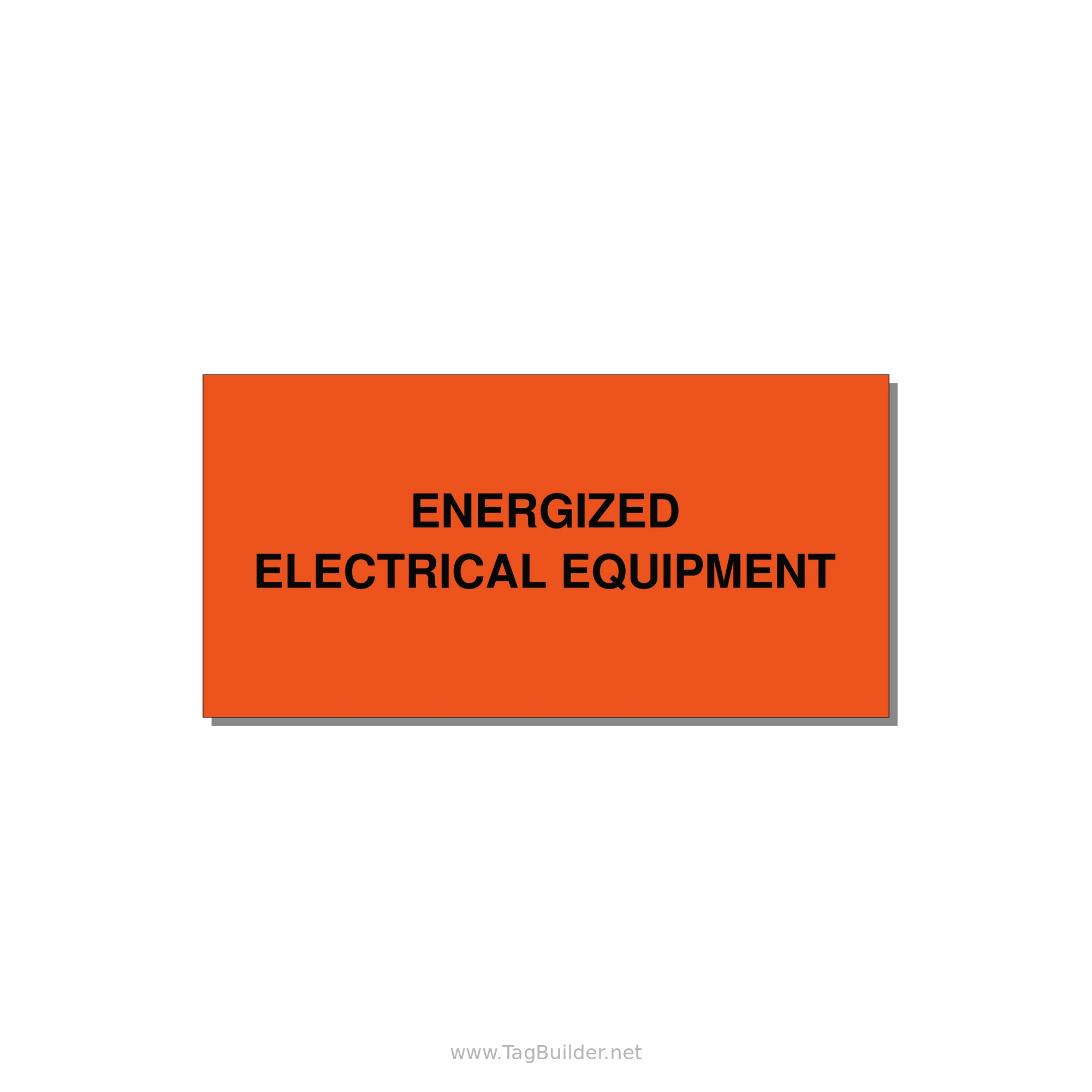 6.0x3.0" Electrical Safety Label - ENERGIZED ELECTRICAL EQUI — 6x3" Black on Orange, Adhesive