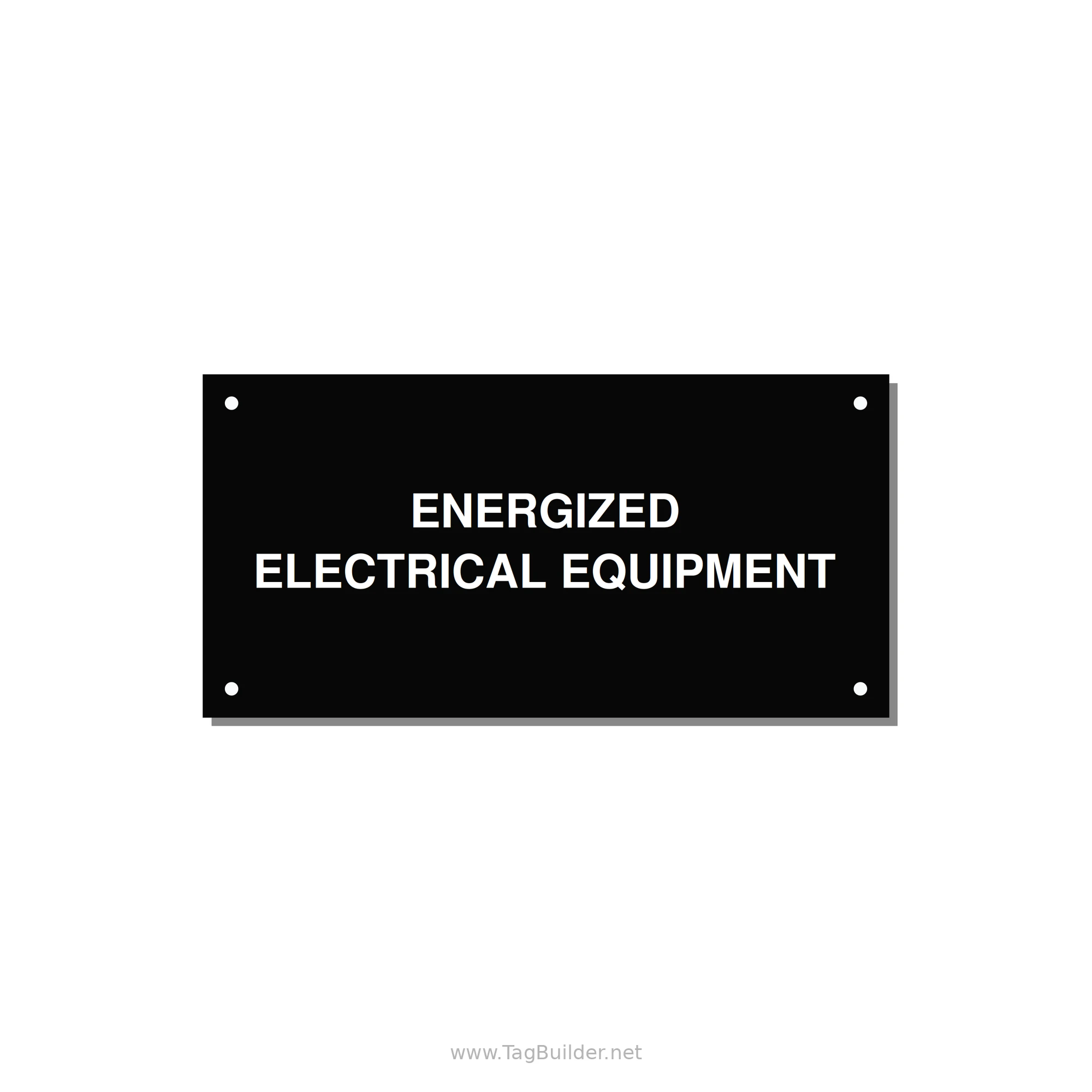 6.0x3.0" Electrical Safety Label - ENERGIZED ELECTRICAL EQUI — 6x3" White on Black, Holes