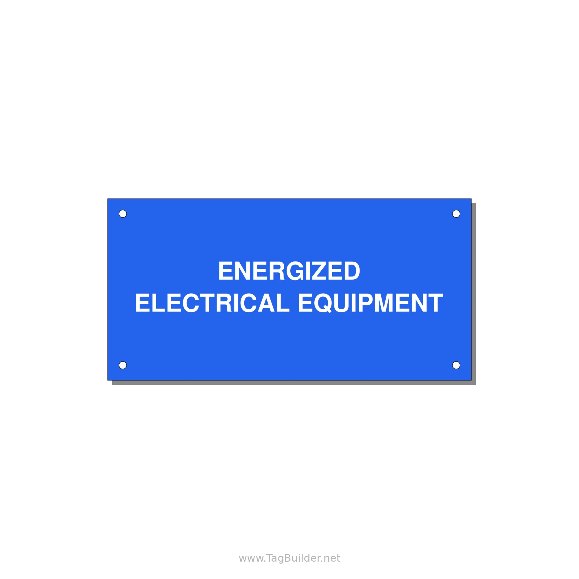 6.0x3.0" Electrical Safety Label - ENERGIZED ELECTRICAL EQUI — 6x3" White on Blue, Holes