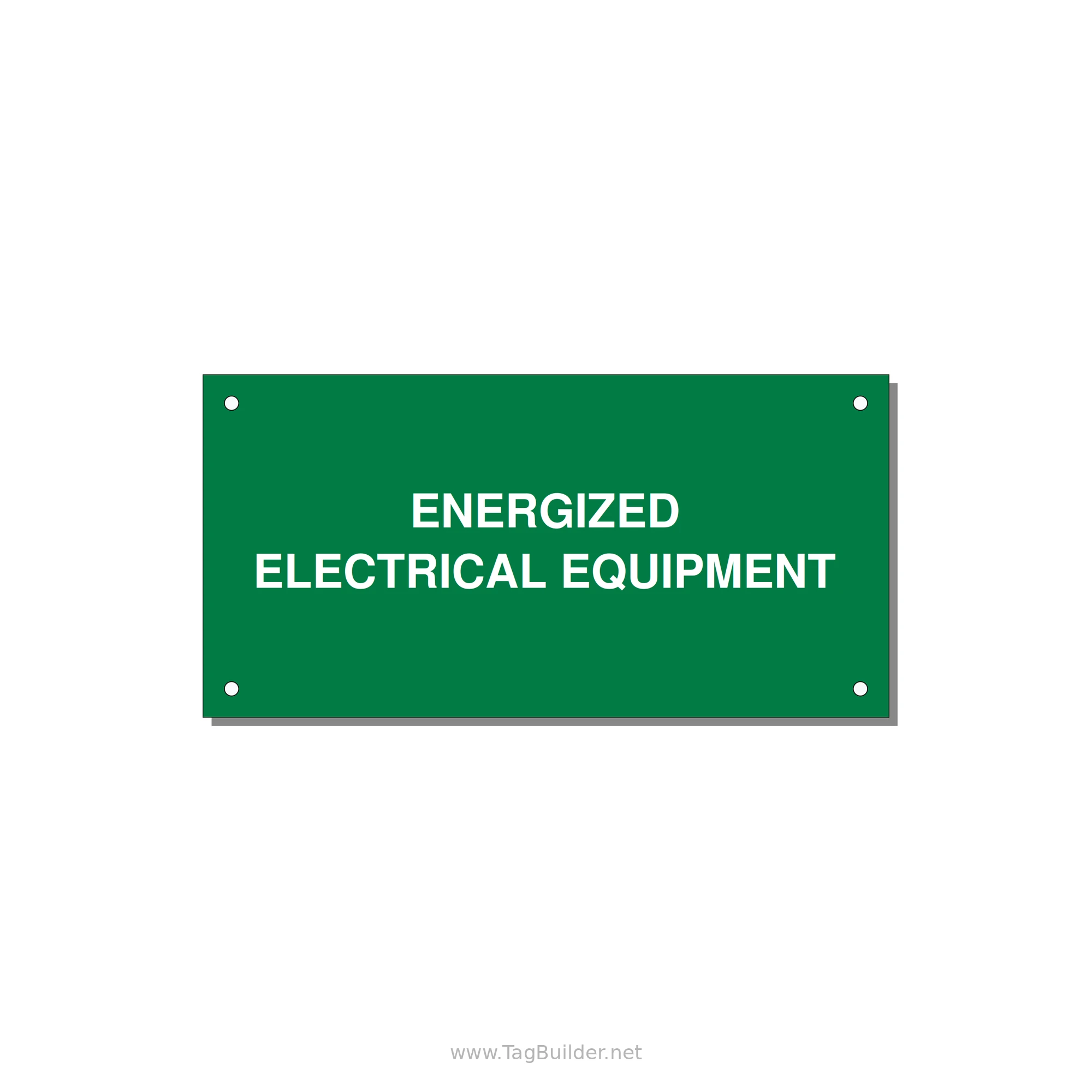 6.0x3.0" Electrical Safety Label - ENERGIZED ELECTRICAL EQUI — 6x3" White on Green, Holes