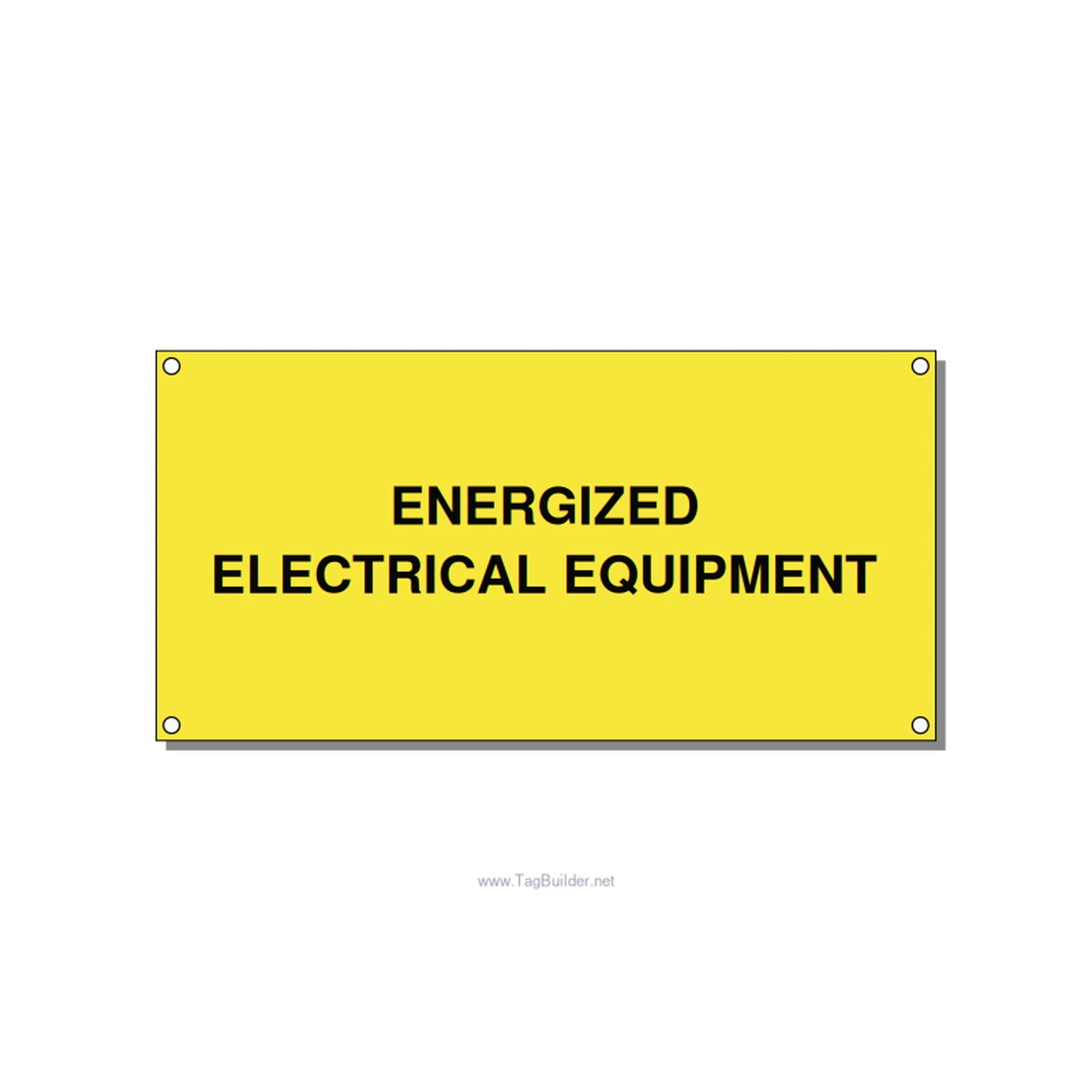 6.0x3.0" Electrical Safety Label - ENERGIZED ELECTRICAL EQUI, Black/Yellow, Hole
