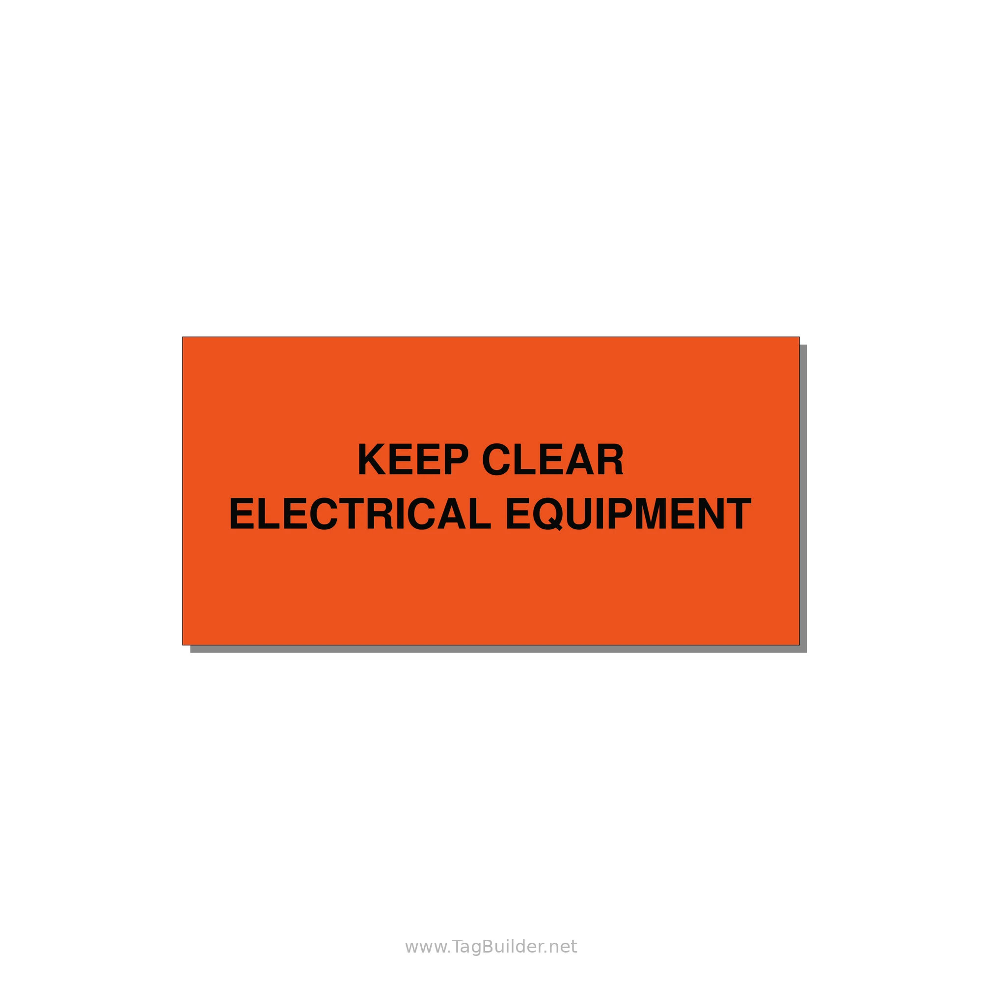 6.0x3.0" Electrical Safety Label - KEEP CLEAR ELECTRICAL EQU — 6x3" Black on Orange, Adhesive