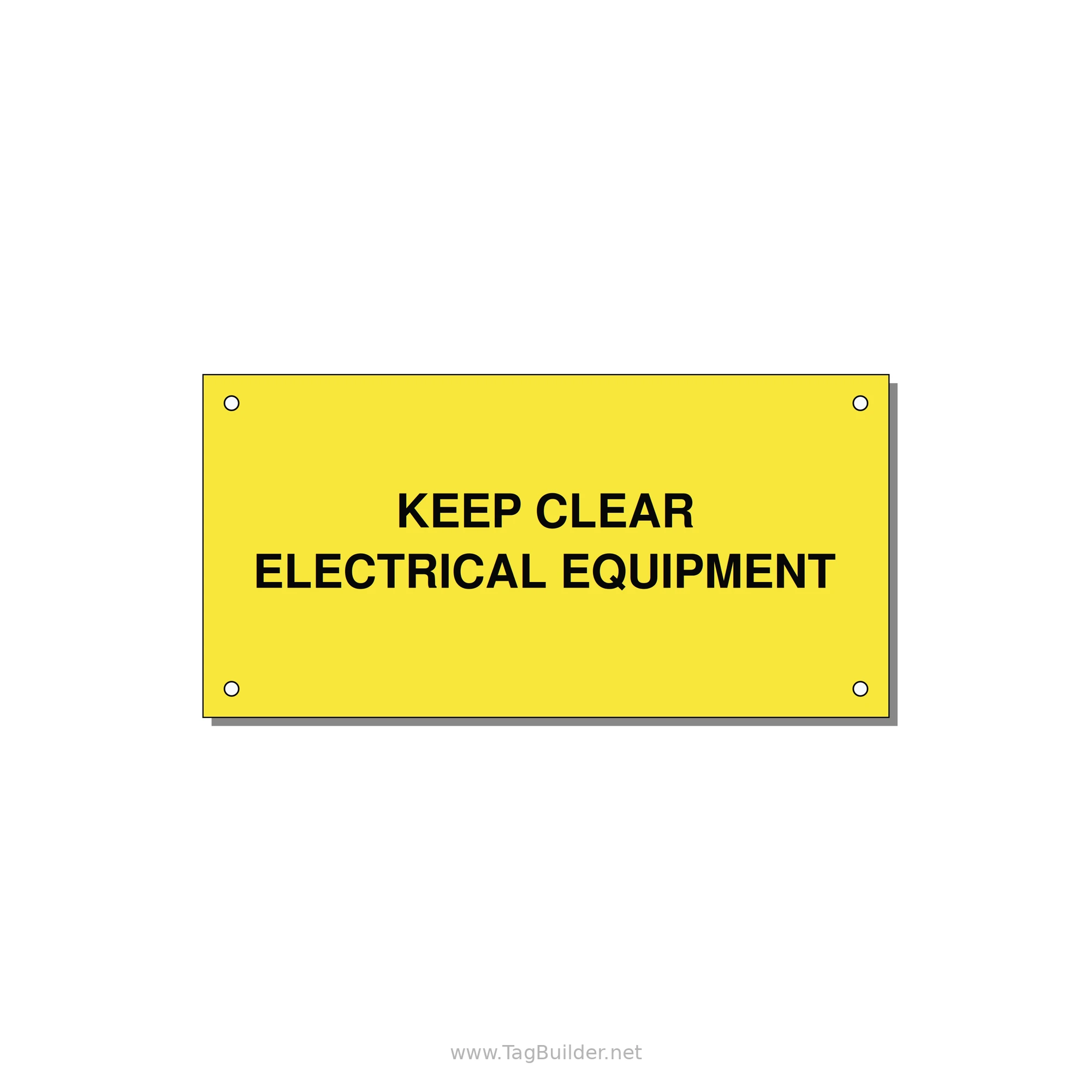 6.0x3.0" Electrical Safety Label - KEEP CLEAR ELECTRICAL EQU — 6x3" Black on Yellow, Holes