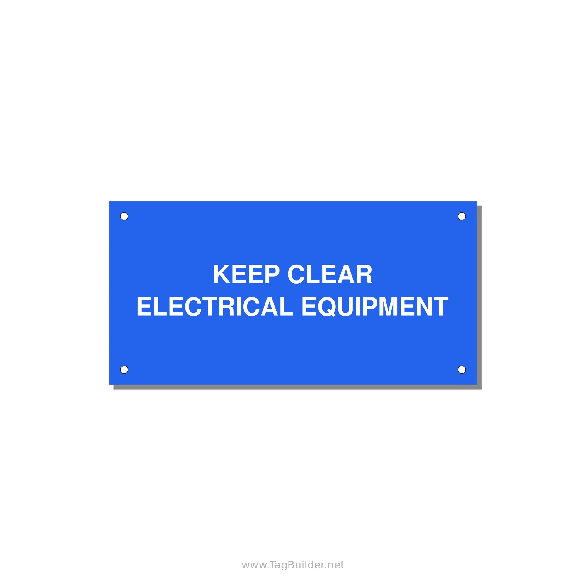 6.0x3.0" Electrical Safety Label - KEEP CLEAR ELECTRICAL EQU — 6x3" White on Blue, Holes