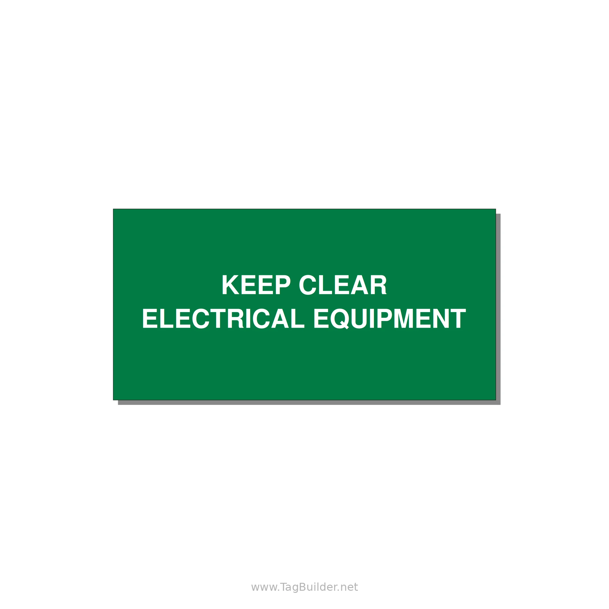 6.0x3.0" Electrical Safety Label - KEEP CLEAR ELECTRICAL EQU — 6x3" White on Green, Adhesive