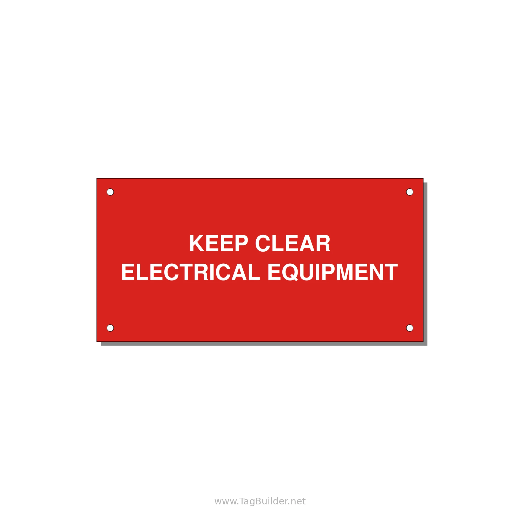 6.0x3.0" Electrical Safety Label - KEEP CLEAR ELECTRICAL EQU — 6x3" White on Red, Holes