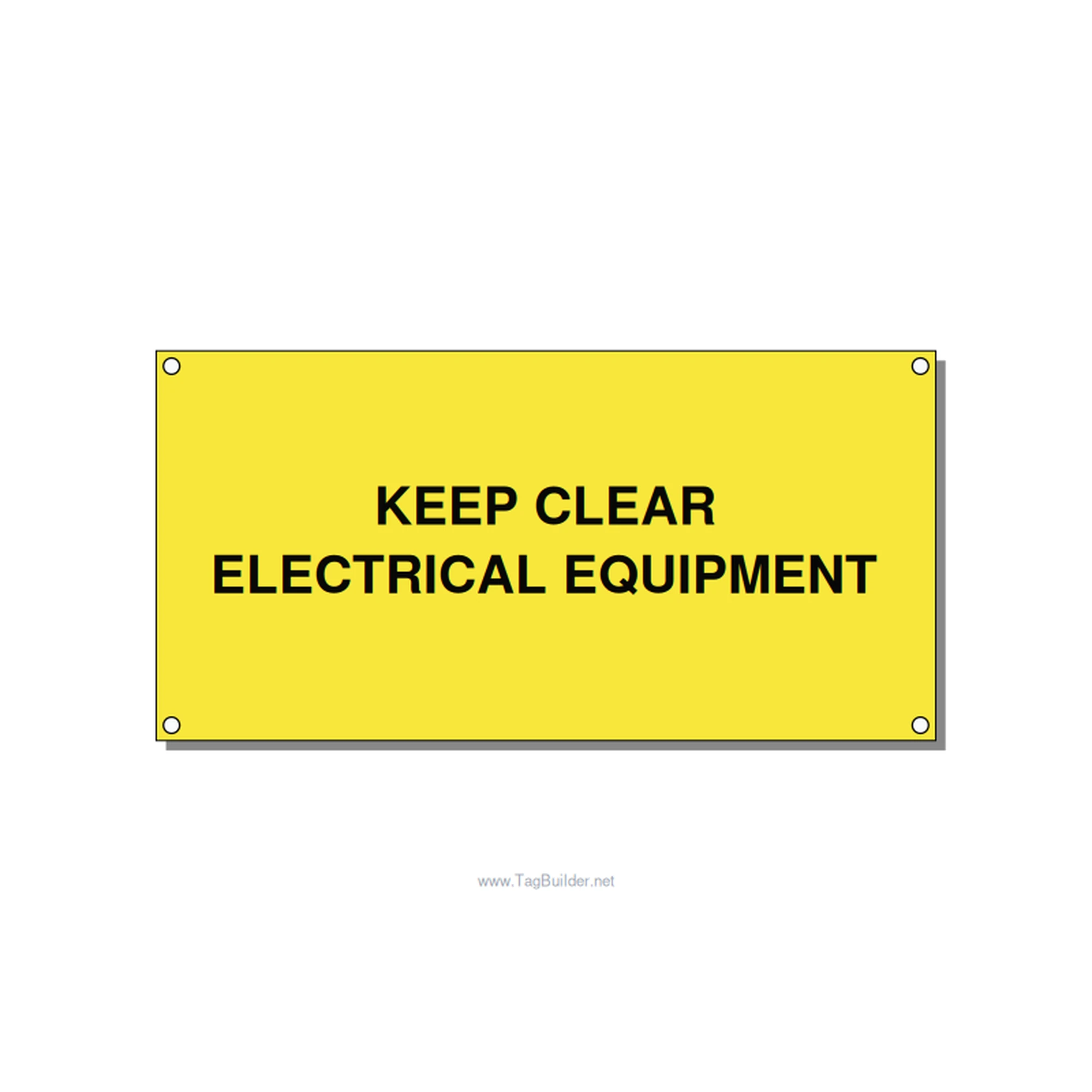 6.0x3.0" Electrical Safety Label - KEEP CLEAR ELECTRICAL EQU, Black/Yellow, Hole
