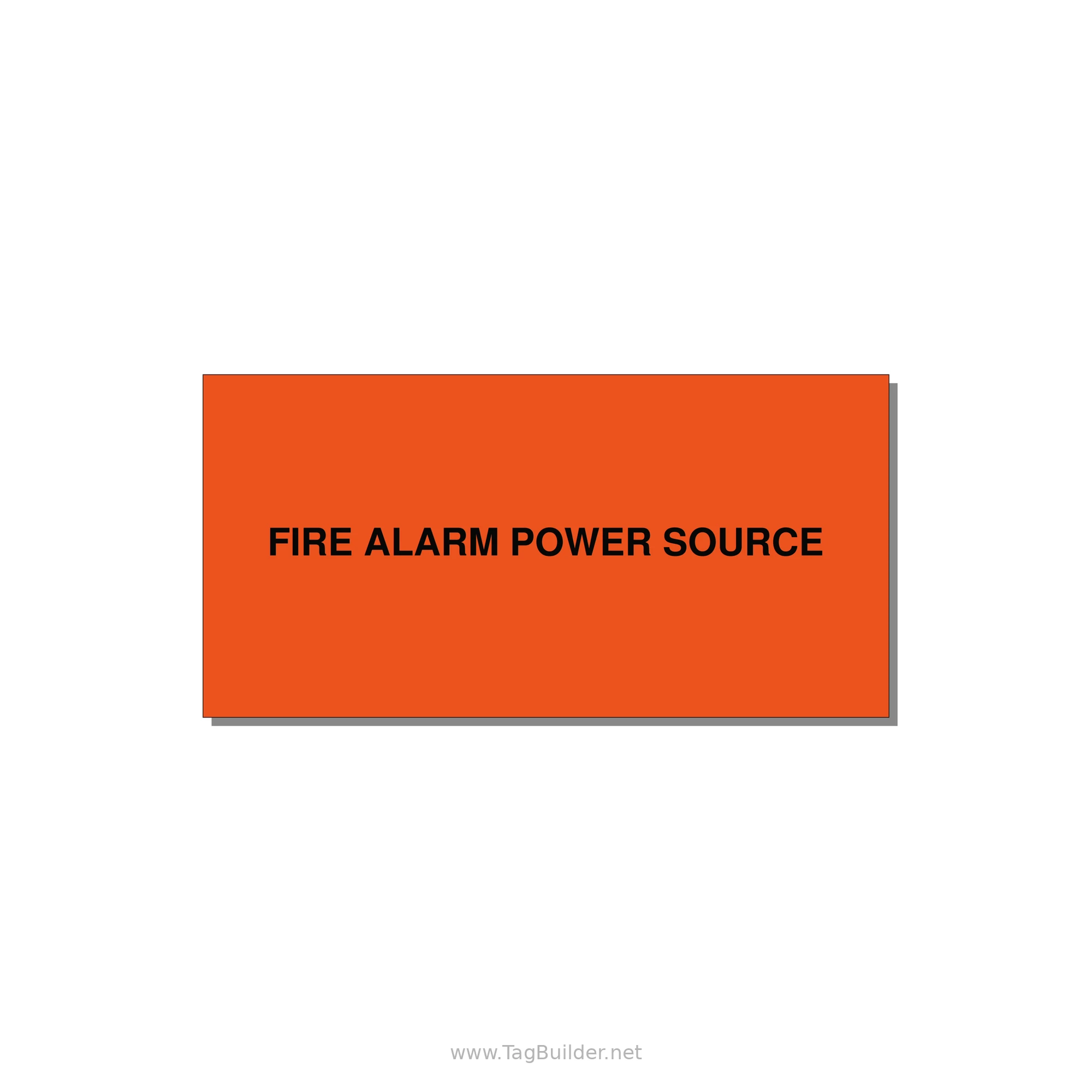 6.0x3.0" Fire Safety Label - FIRE ALARM POWER SOURCE — 6x3" Black on Orange, Adhesive