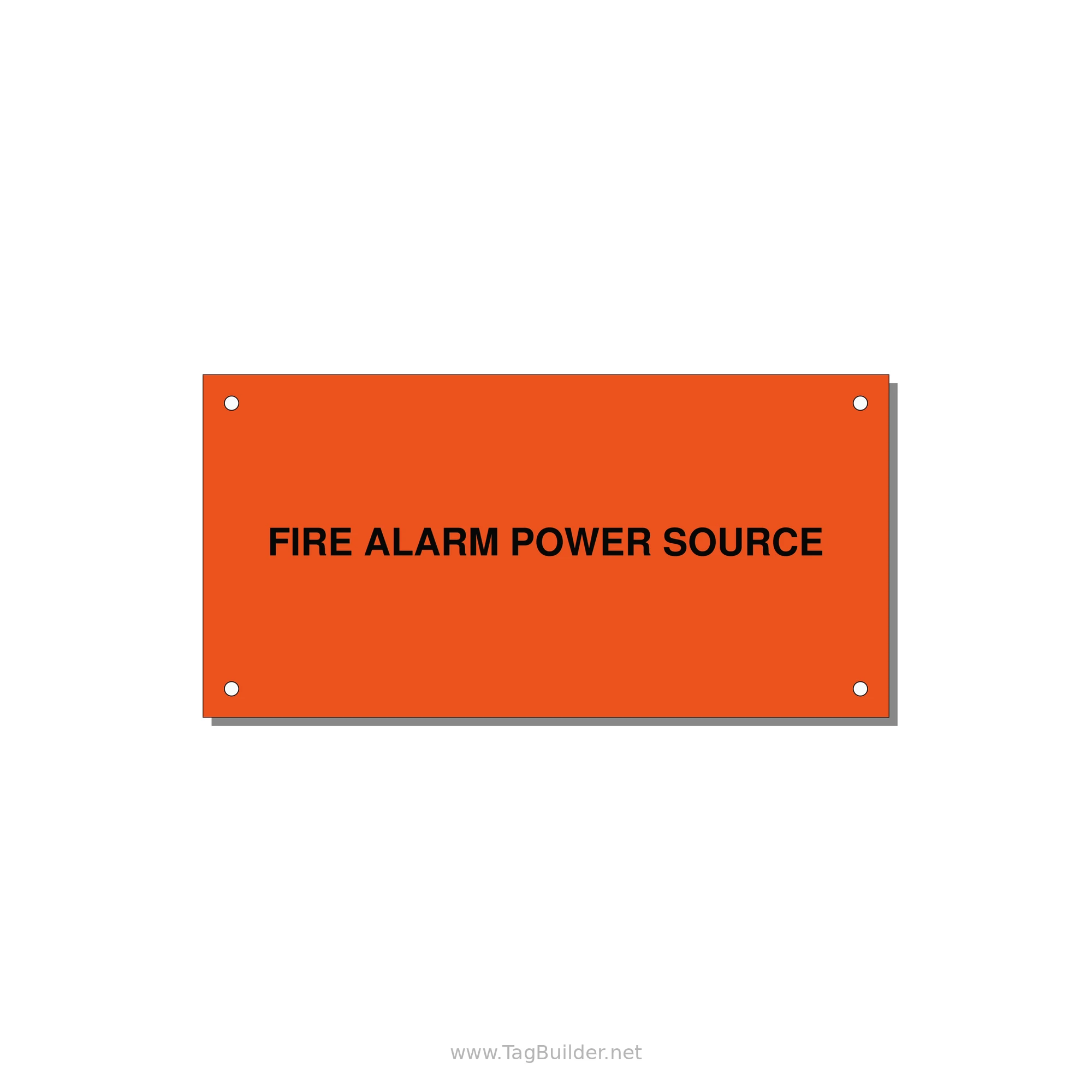 6.0x3.0" Fire Safety Label - FIRE ALARM POWER SOURCE — 6x3" Black on Orange, Holes