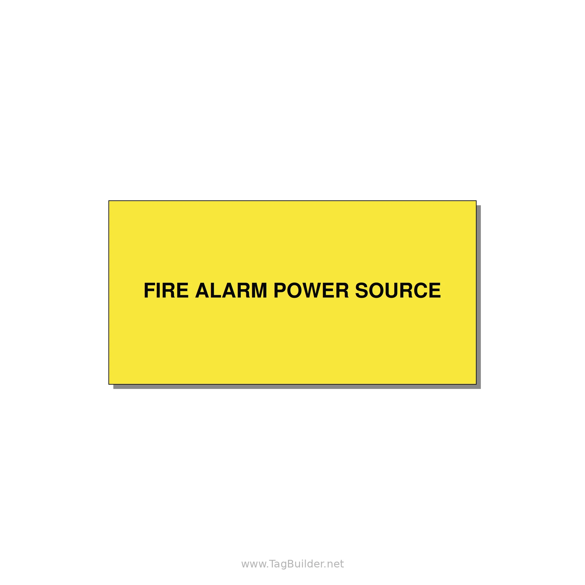 6.0x3.0" Fire Safety Label - FIRE ALARM POWER SOURCE — 6x3" Black on Yellow, Adhesive
