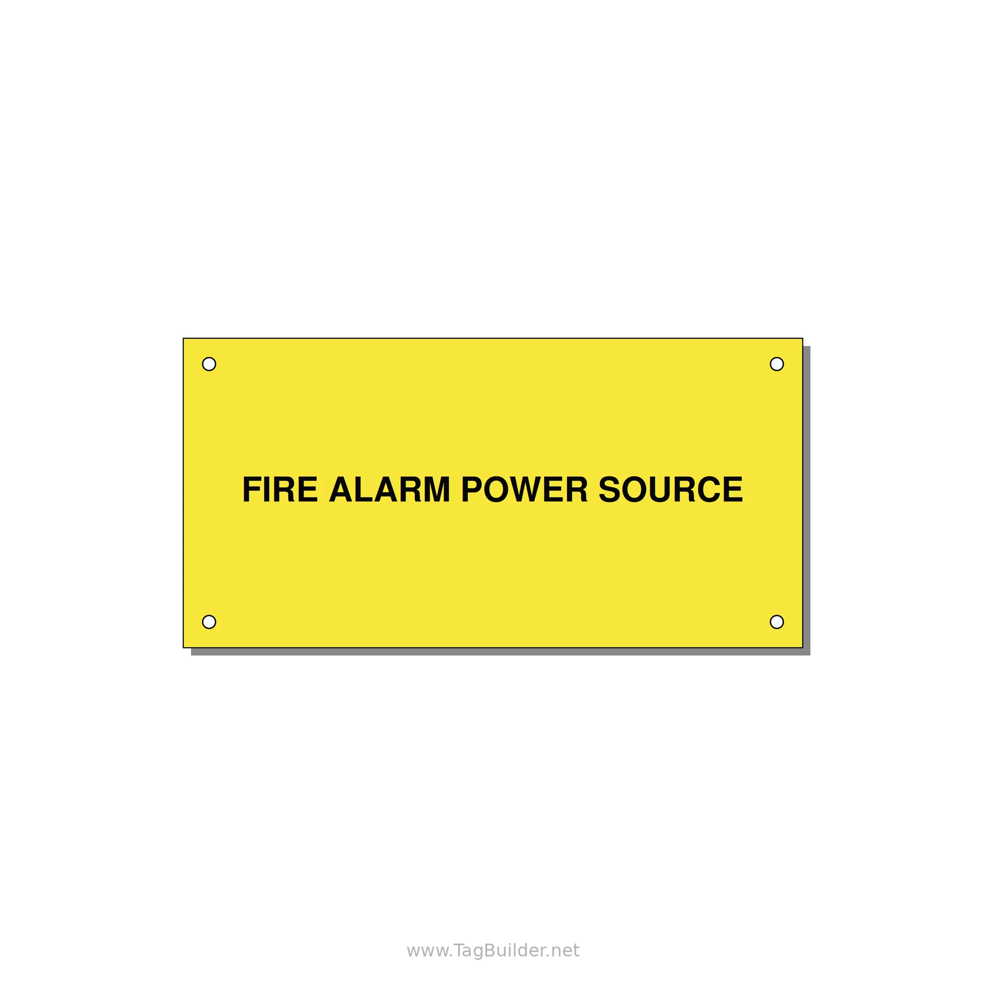 6.0x3.0" Fire Safety Label - FIRE ALARM POWER SOURCE — 6x3" Black on Yellow, Holes