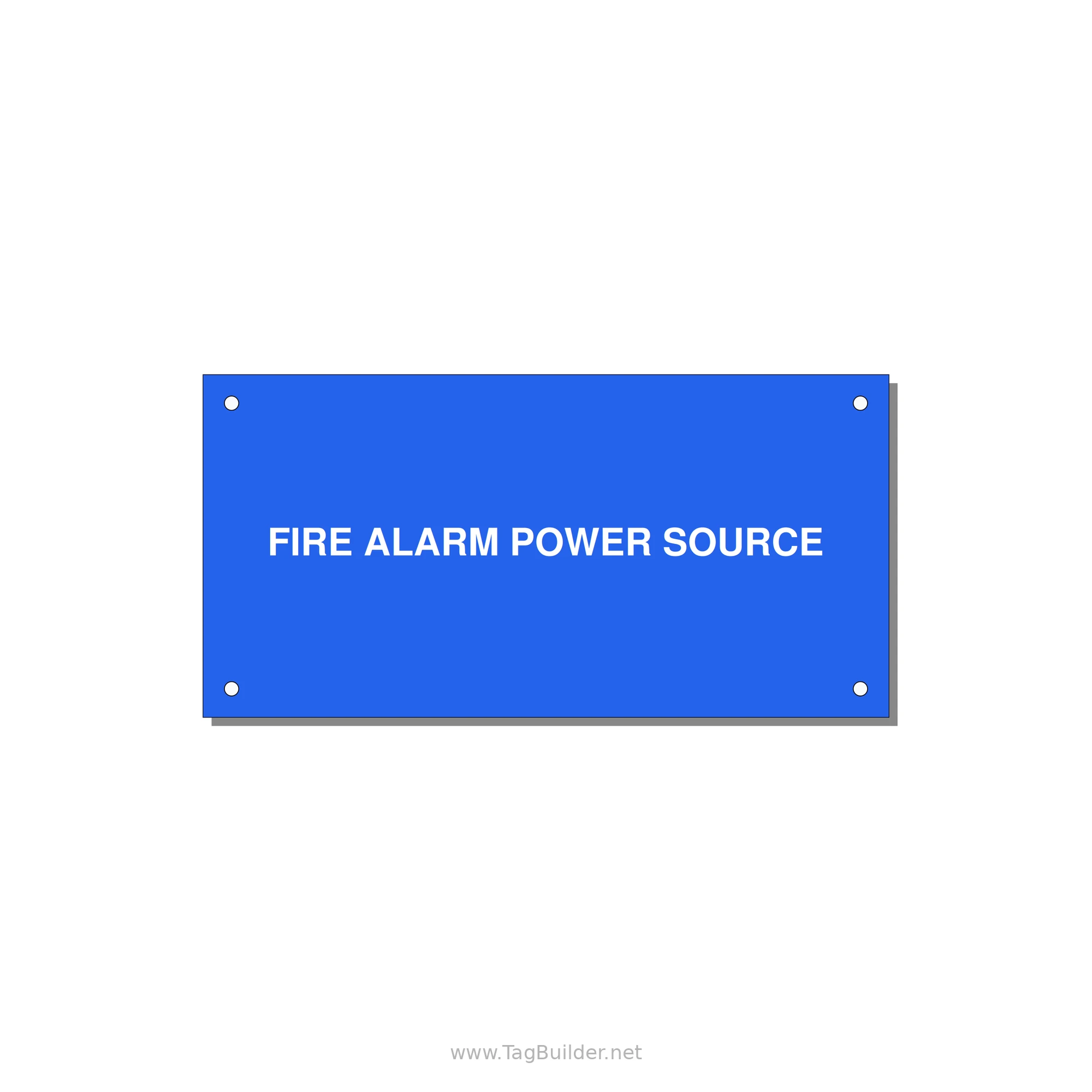 6.0x3.0" Fire Safety Label - FIRE ALARM POWER SOURCE — 6x3" White on Blue, Holes