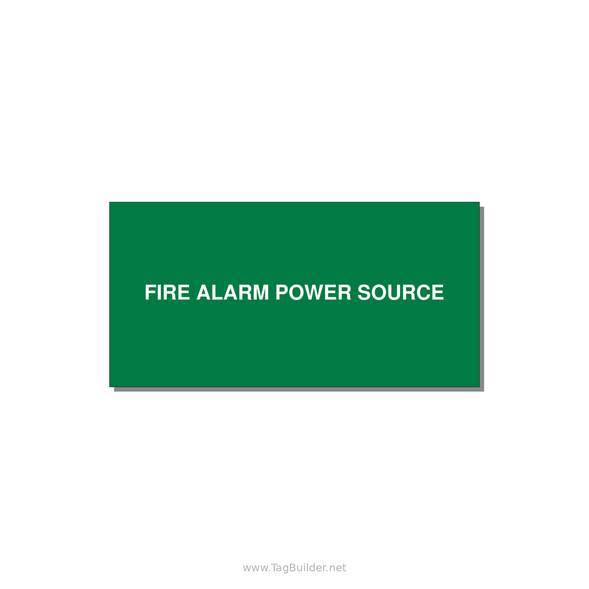 6.0x3.0" Fire Safety Label - FIRE ALARM POWER SOURCE — 6x3" White on Green, Adhesive