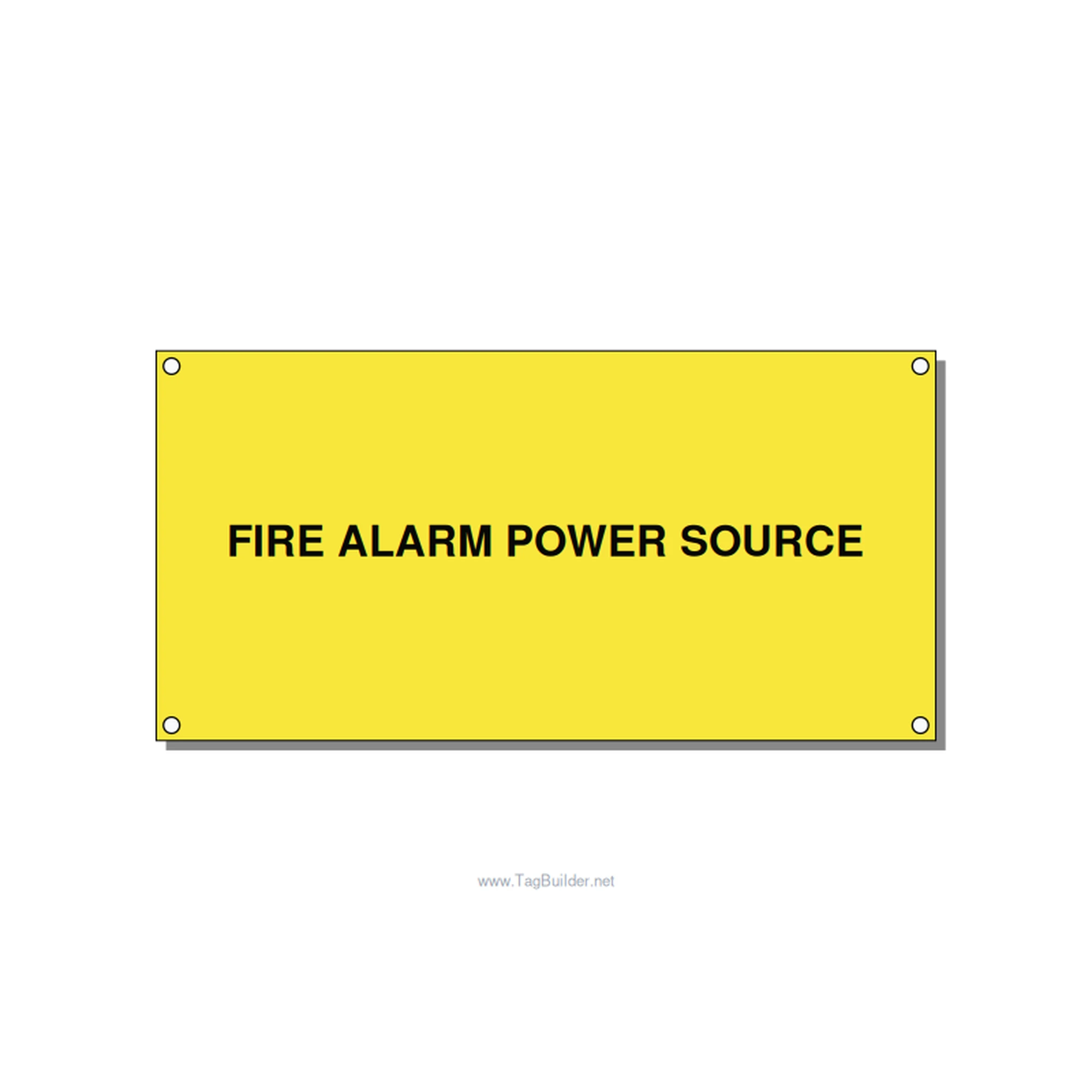 6.0x3.0" Fire Safety Label - FIRE ALARM POWER SOURCE, Black/Yellow, Holes