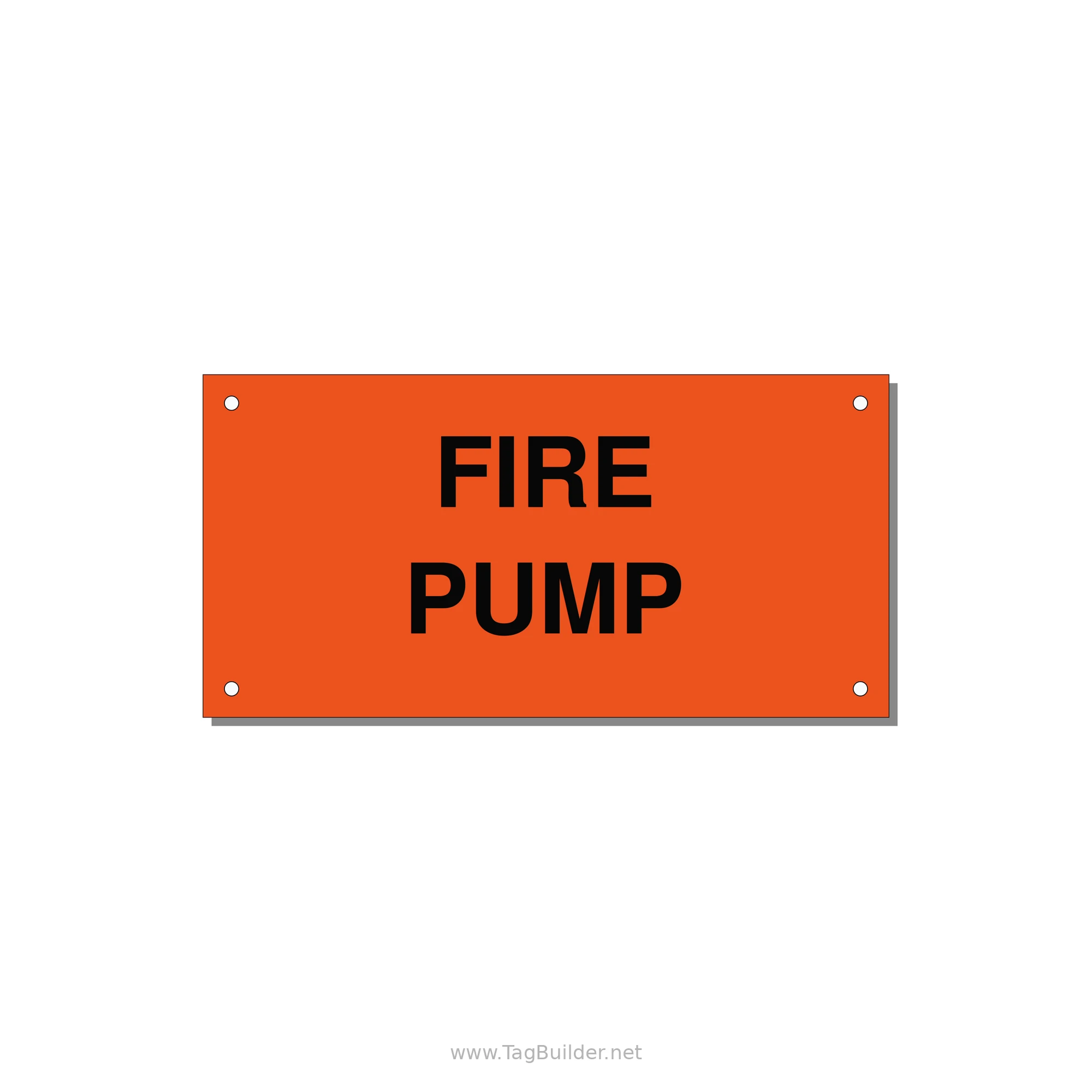 6.0x3.0" Fire Safety Label - FIRE PUMP — 6x3" Black on Orange, Holes