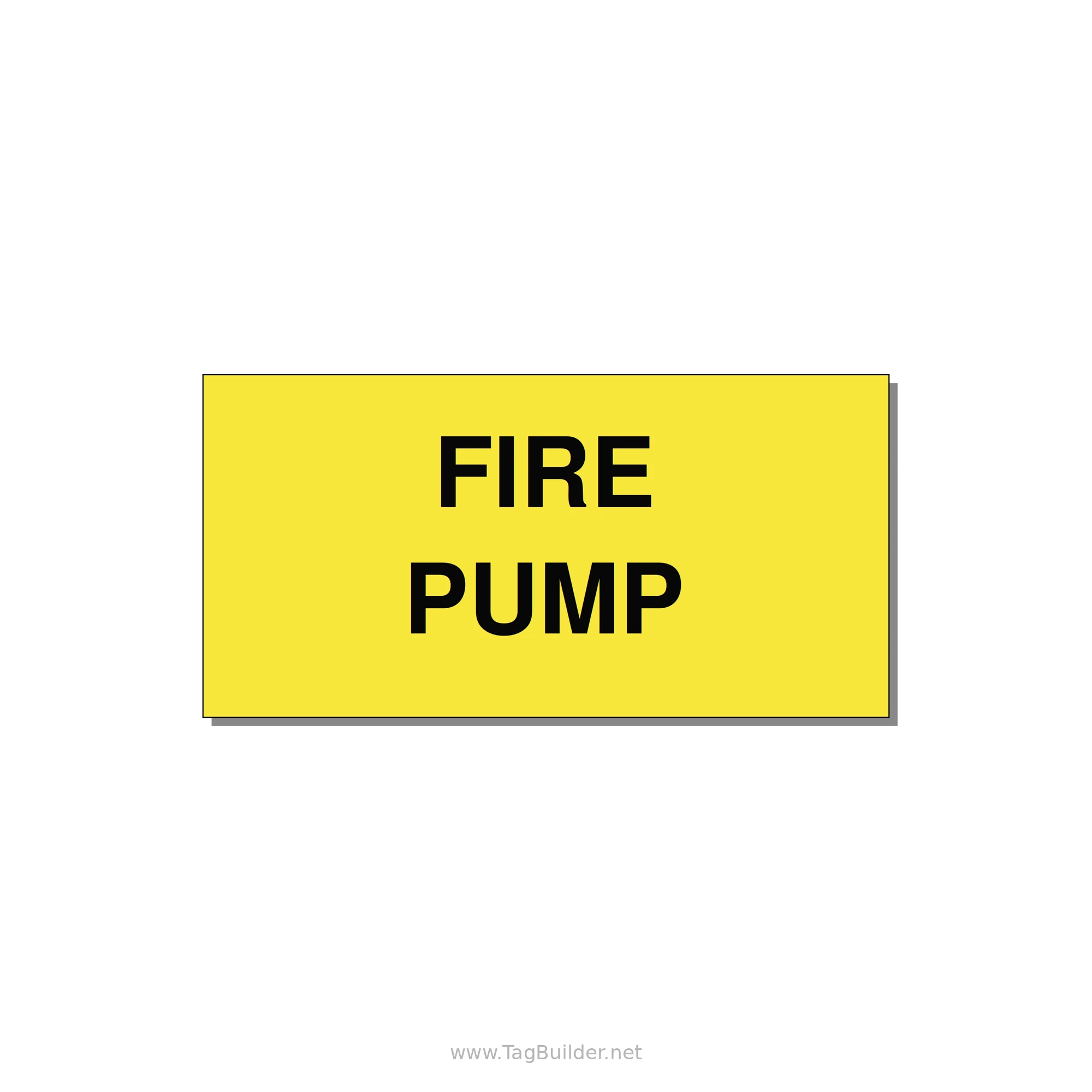 6.0x3.0" Fire Safety Label - FIRE PUMP — 6x3" Black on Yellow, Adhesive