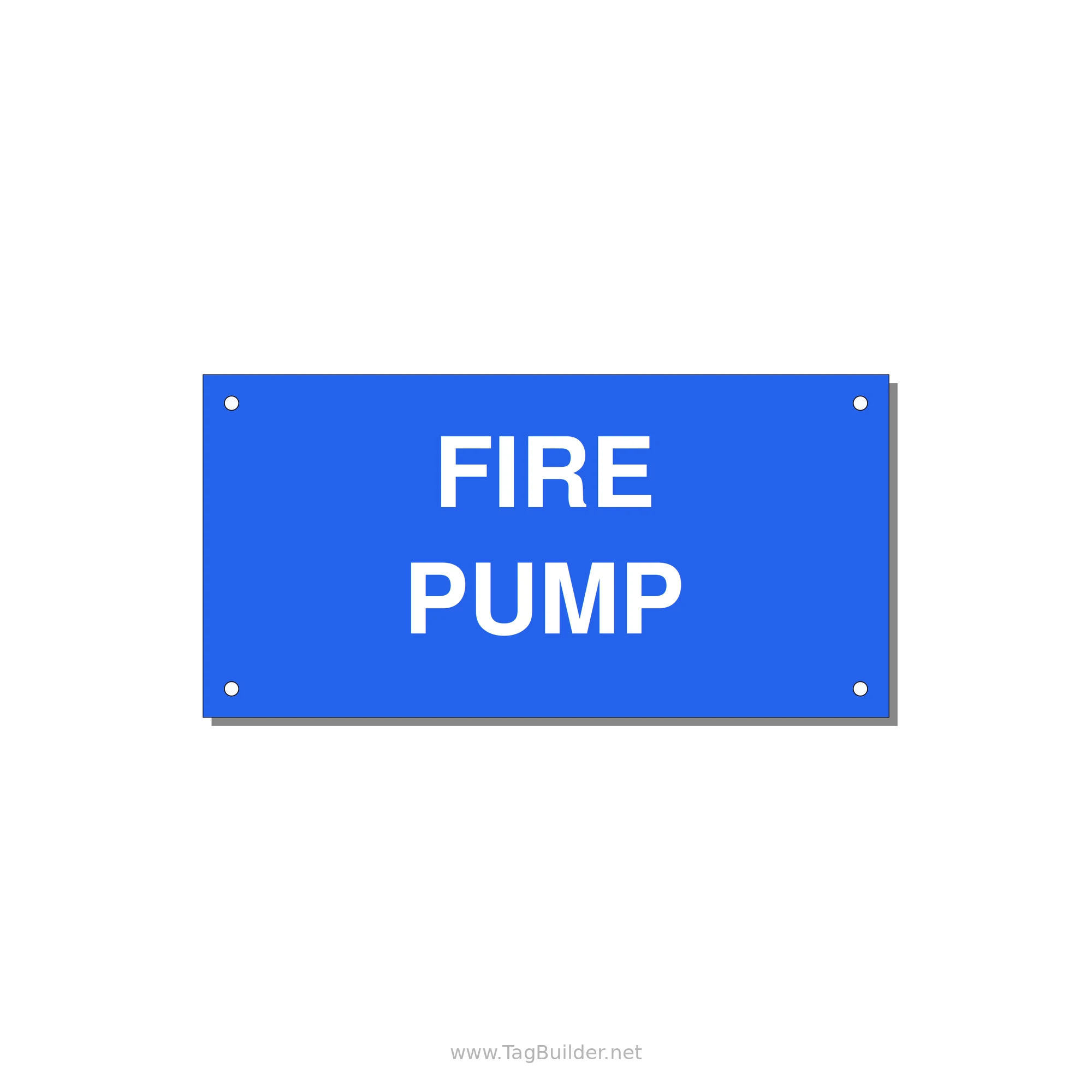 6.0x3.0" Fire Safety Label - FIRE PUMP — 6x3" White on Blue, Holes