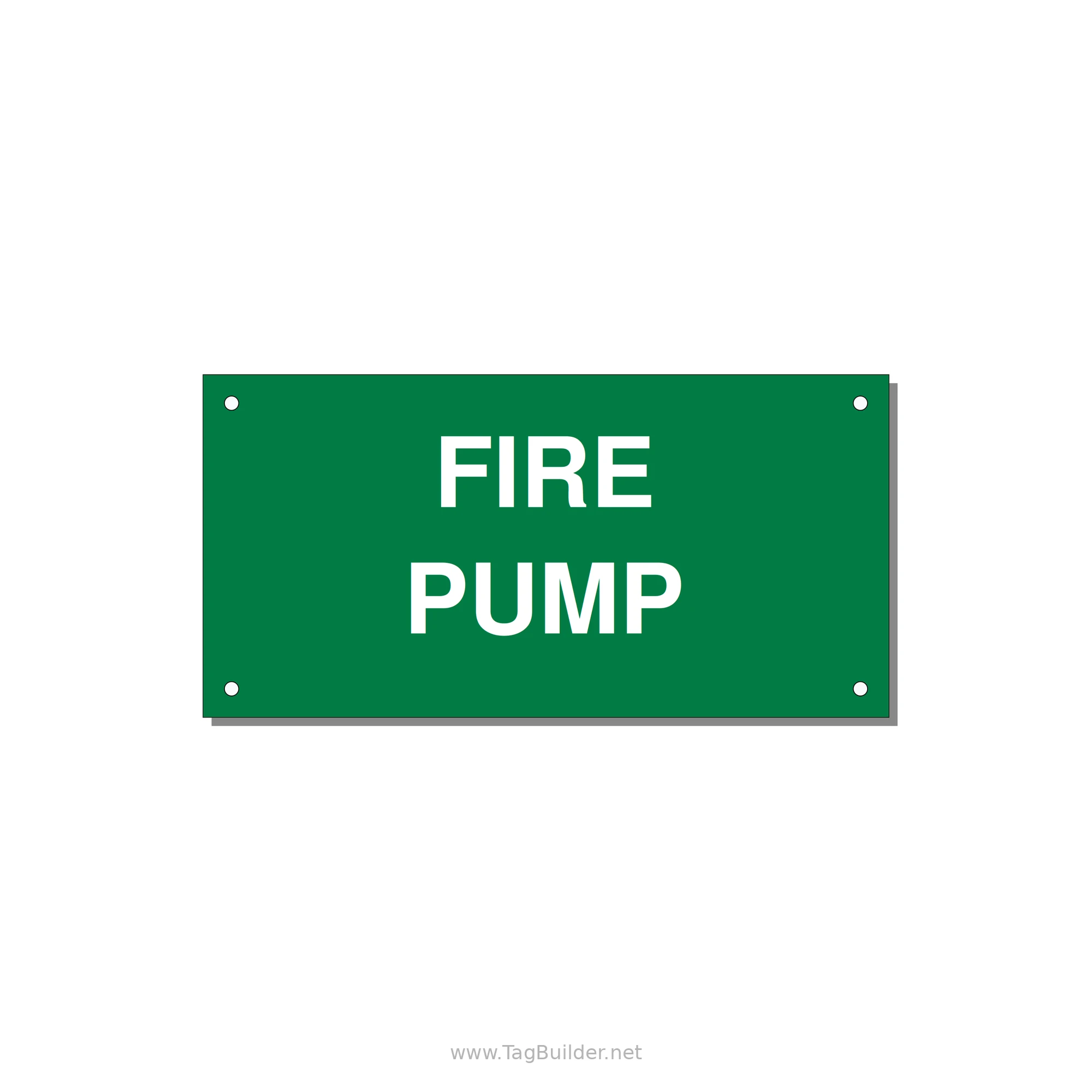 6.0x3.0" Fire Safety Label - FIRE PUMP — 6x3" White on Green, Holes