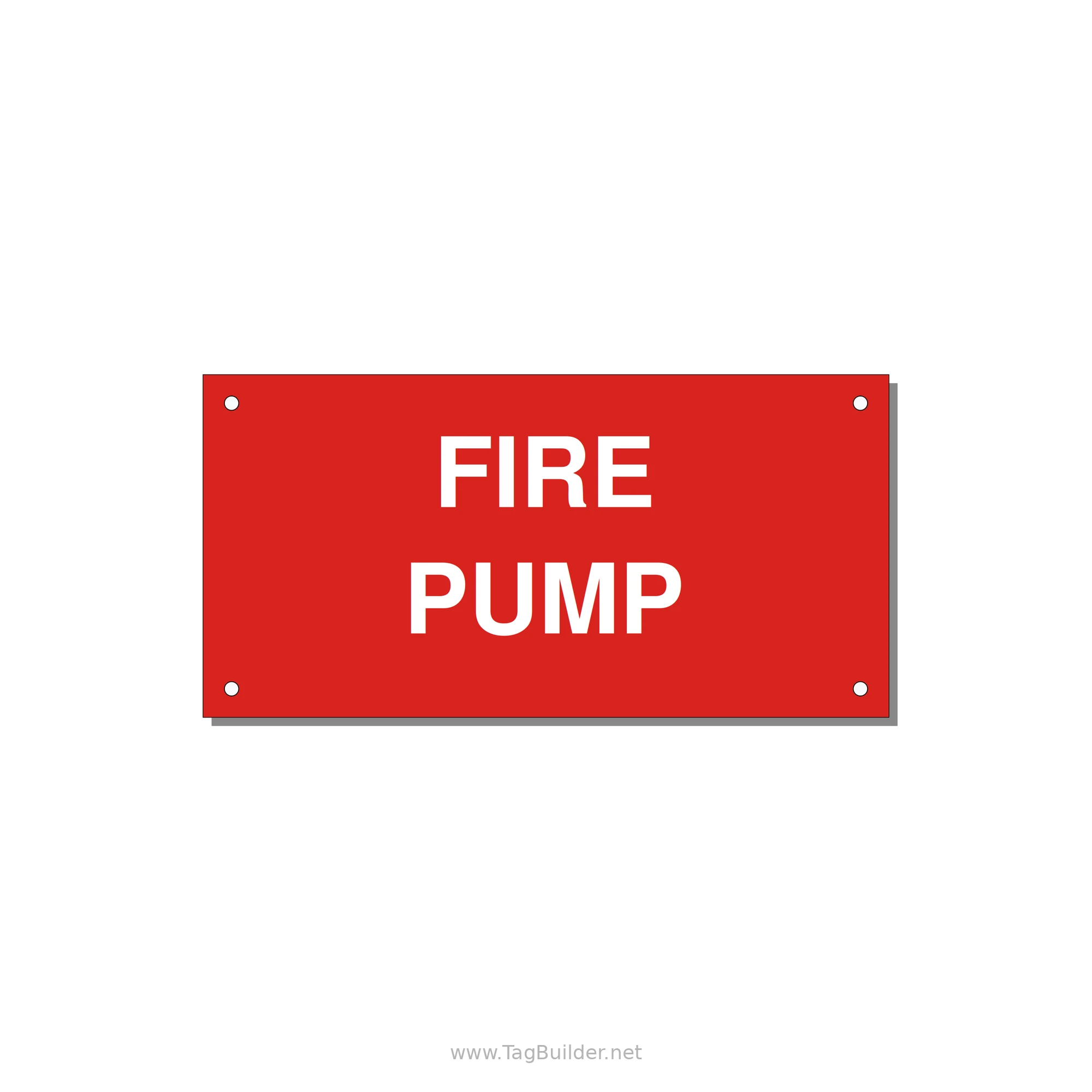 6.0x3.0" Fire Safety Label - FIRE PUMP — 6x3" White on Red, Holes
