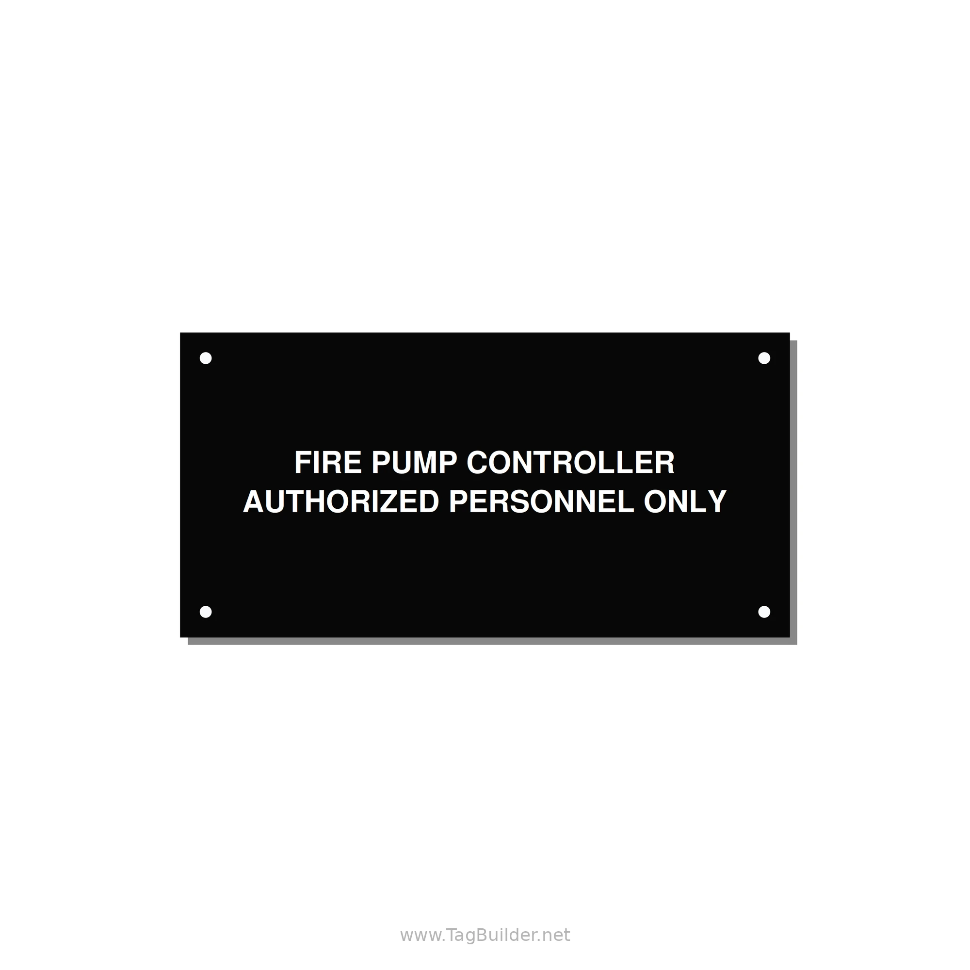6.0x3.0" Fire Safety Label - FIRE PUMP CONTROLLER AUTH — 6x3" White on Black, Holes