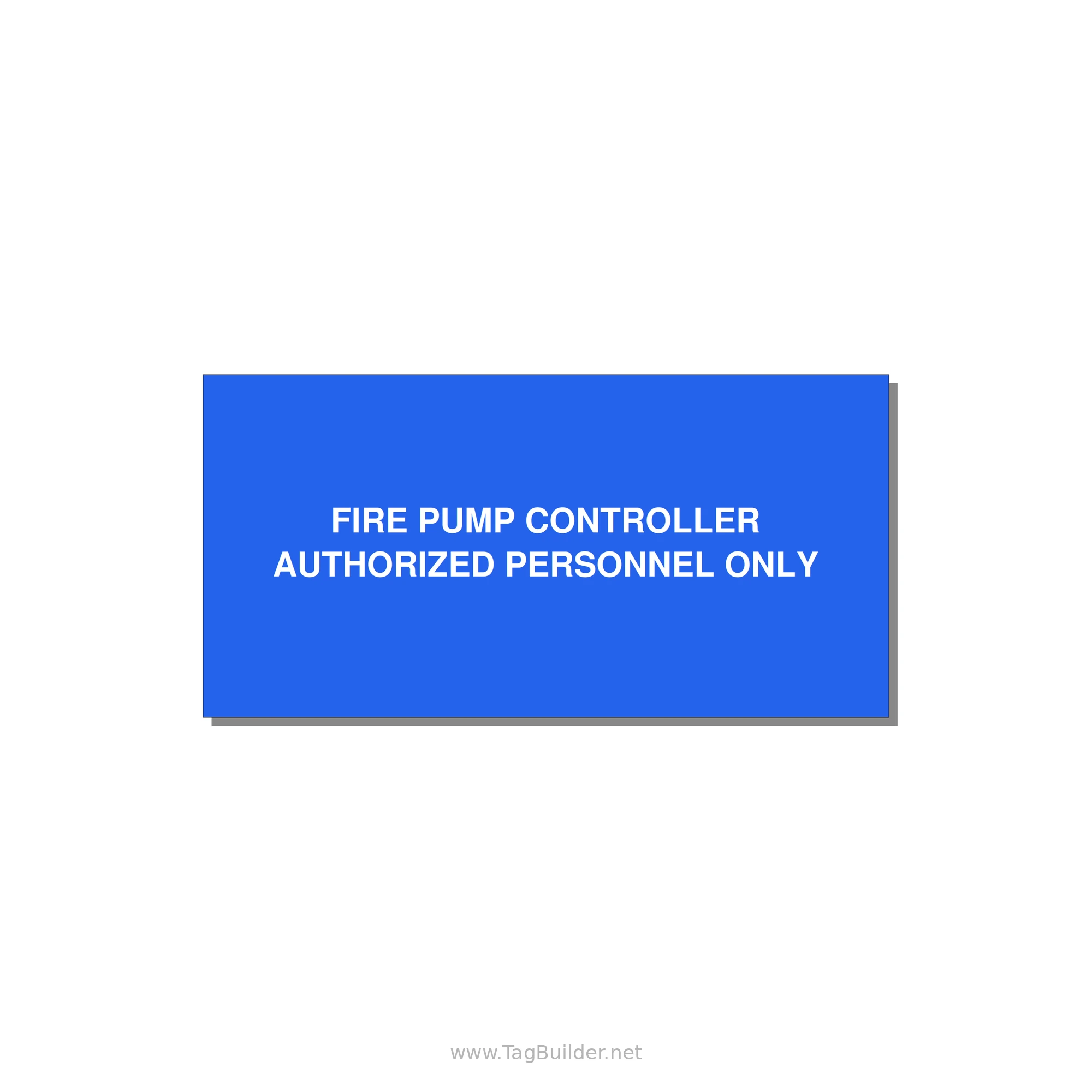 6.0x3.0" Fire Safety Label - FIRE PUMP CONTROLLER AUTH — 6x3" White on Blue, Adhesive