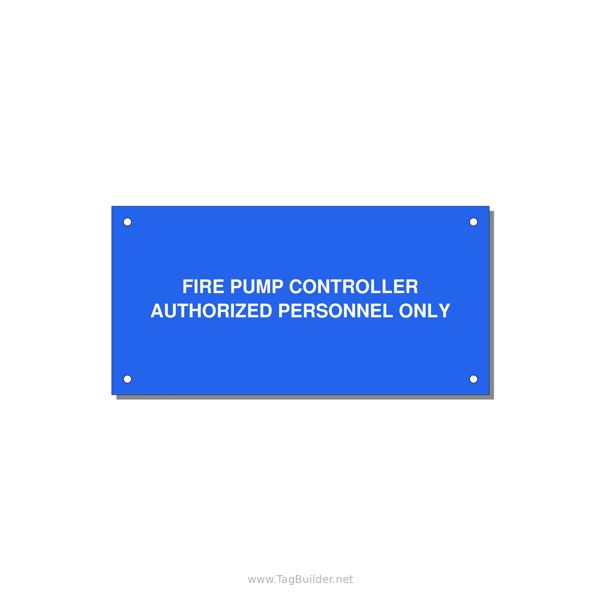 6.0x3.0" Fire Safety Label - FIRE PUMP CONTROLLER AUTH — 6x3" White on Blue, Holes