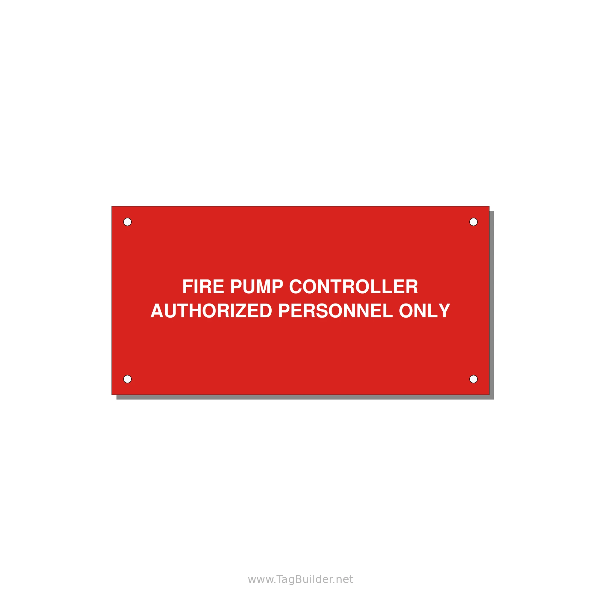6.0x3.0" Fire Safety Label - FIRE PUMP CONTROLLER AUTH — 6x3" White on Red, Holes