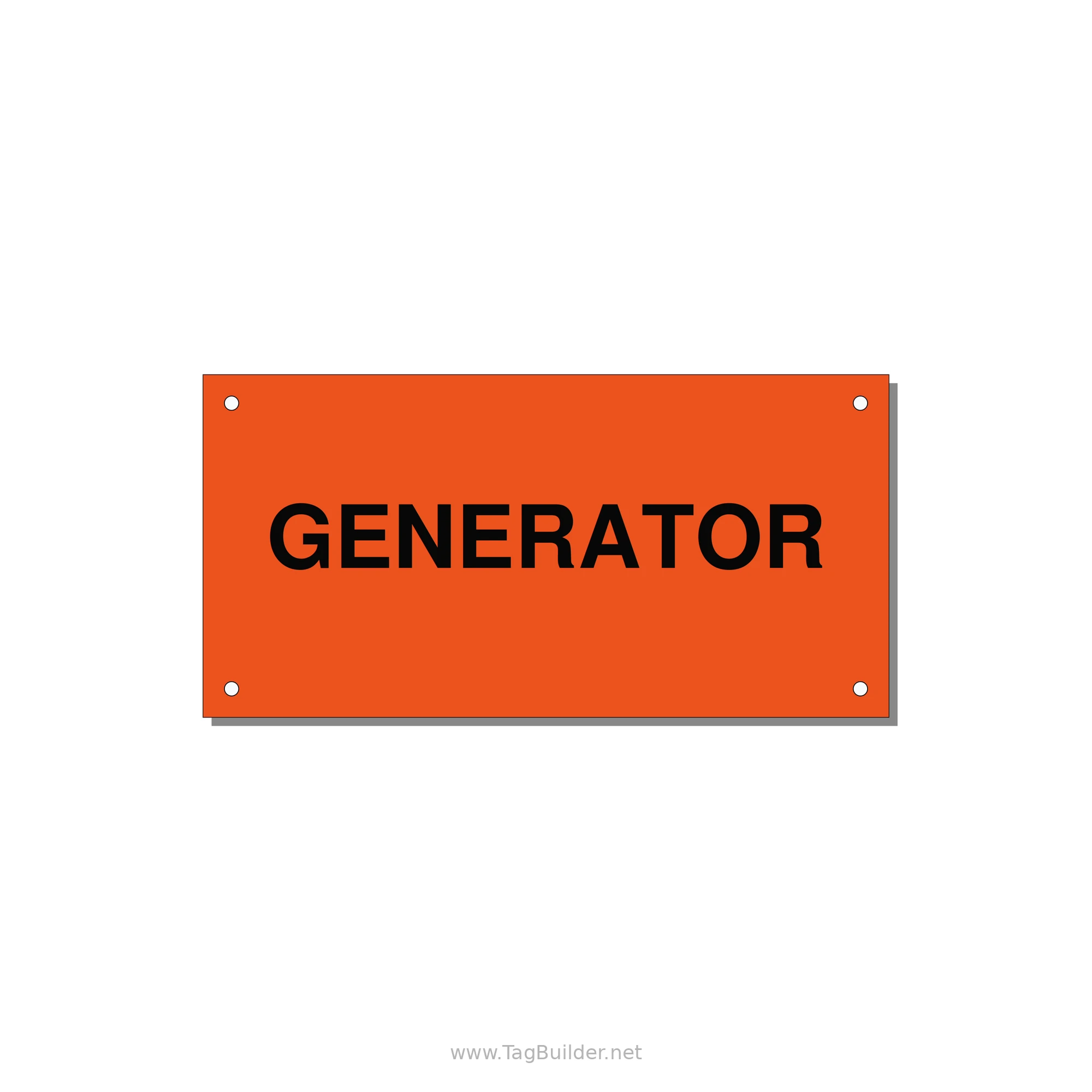 6.0x3.0" Generator Equipment Label - GENERATOR — 6x3" Black on Orange, Holes