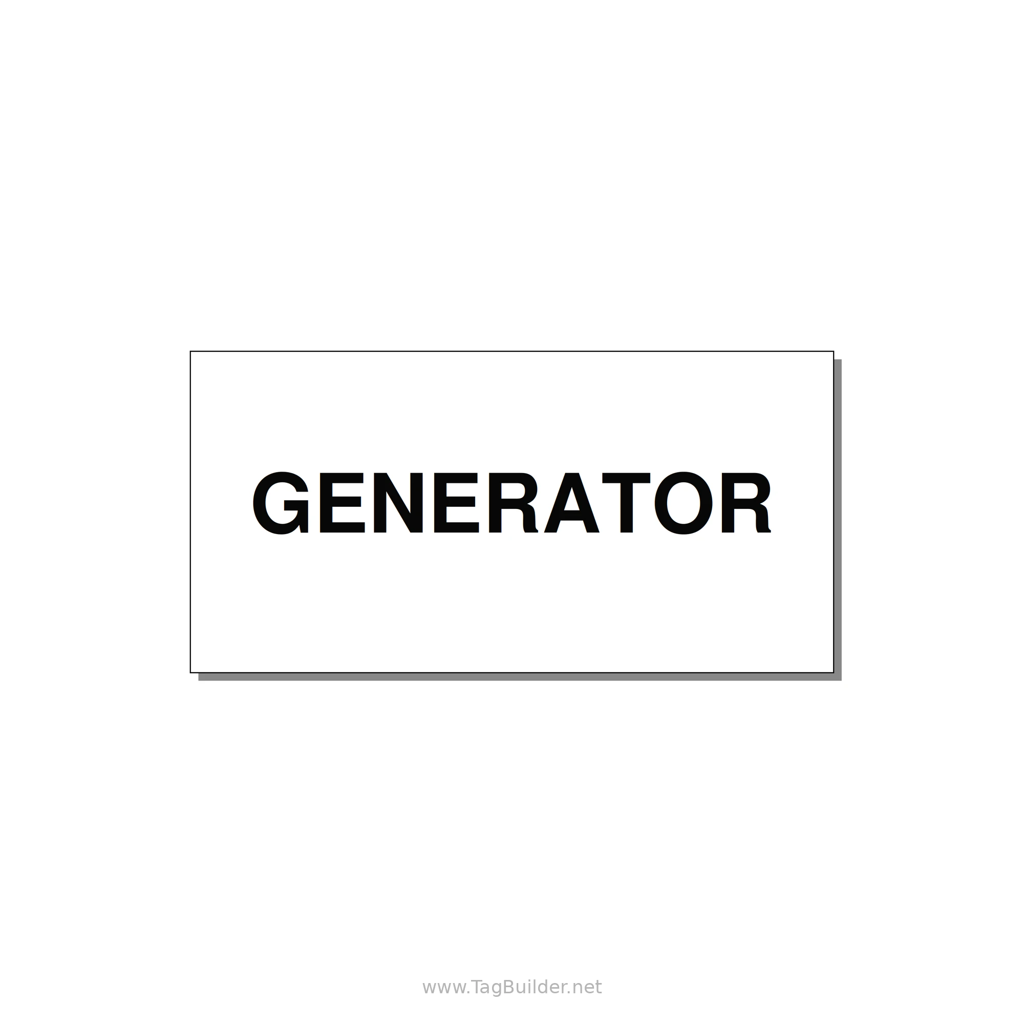 6.0x3.0" Generator Equipment Label - GENERATOR — 6x3" Black on White, Adhesive