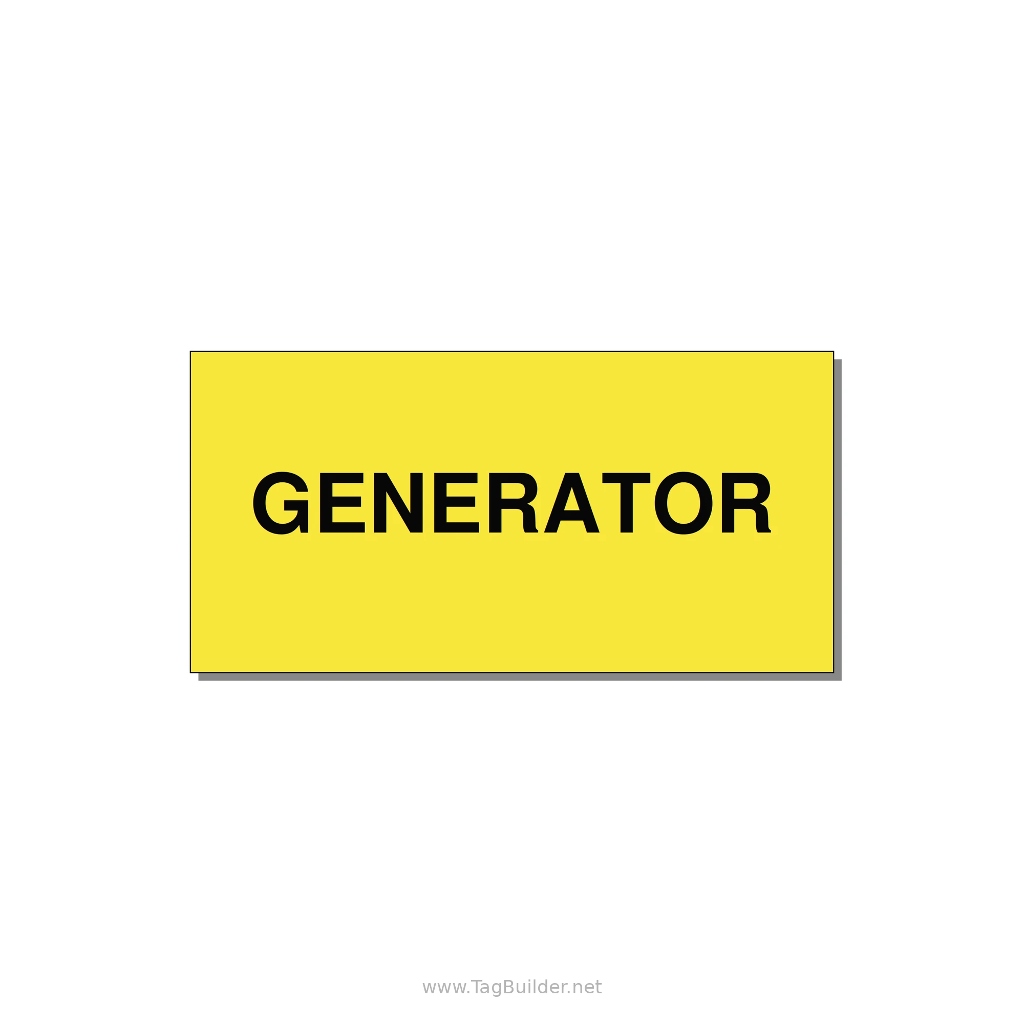 6.0x3.0" Generator Equipment Label - GENERATOR — 6x3" Black on Yellow, Adhesive
