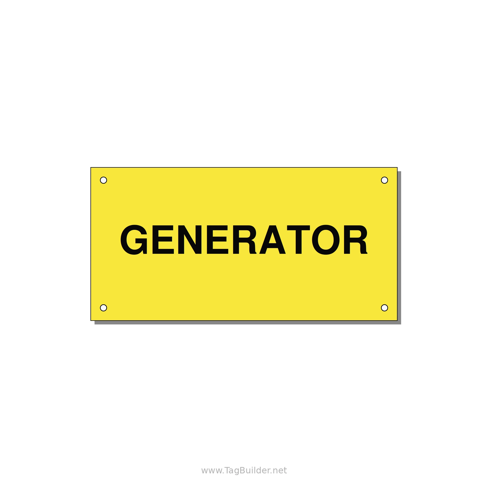 6.0x3.0" Generator Equipment Label - GENERATOR — 6x3" Black on Yellow, Holes