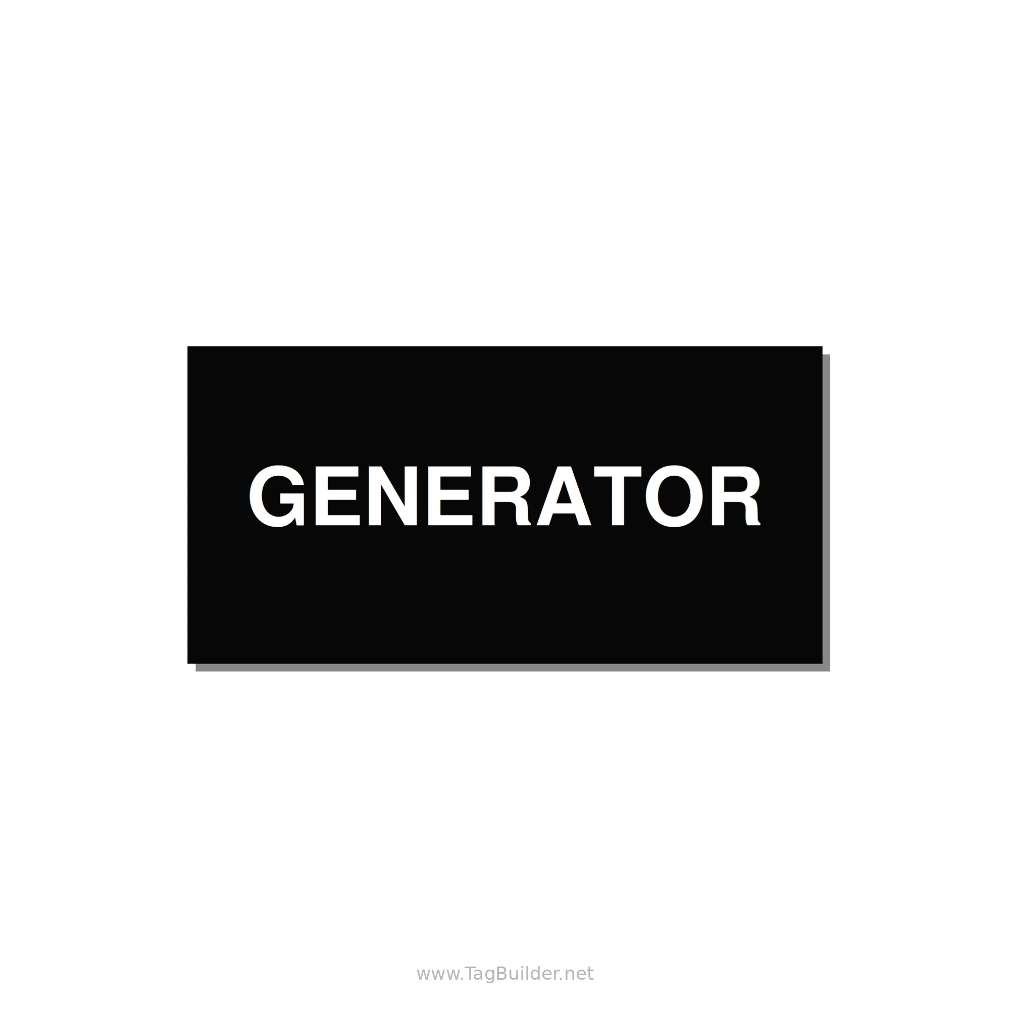 6.0x3.0" Generator Equipment Label - GENERATOR — 6x3" White on Black, Adhesive