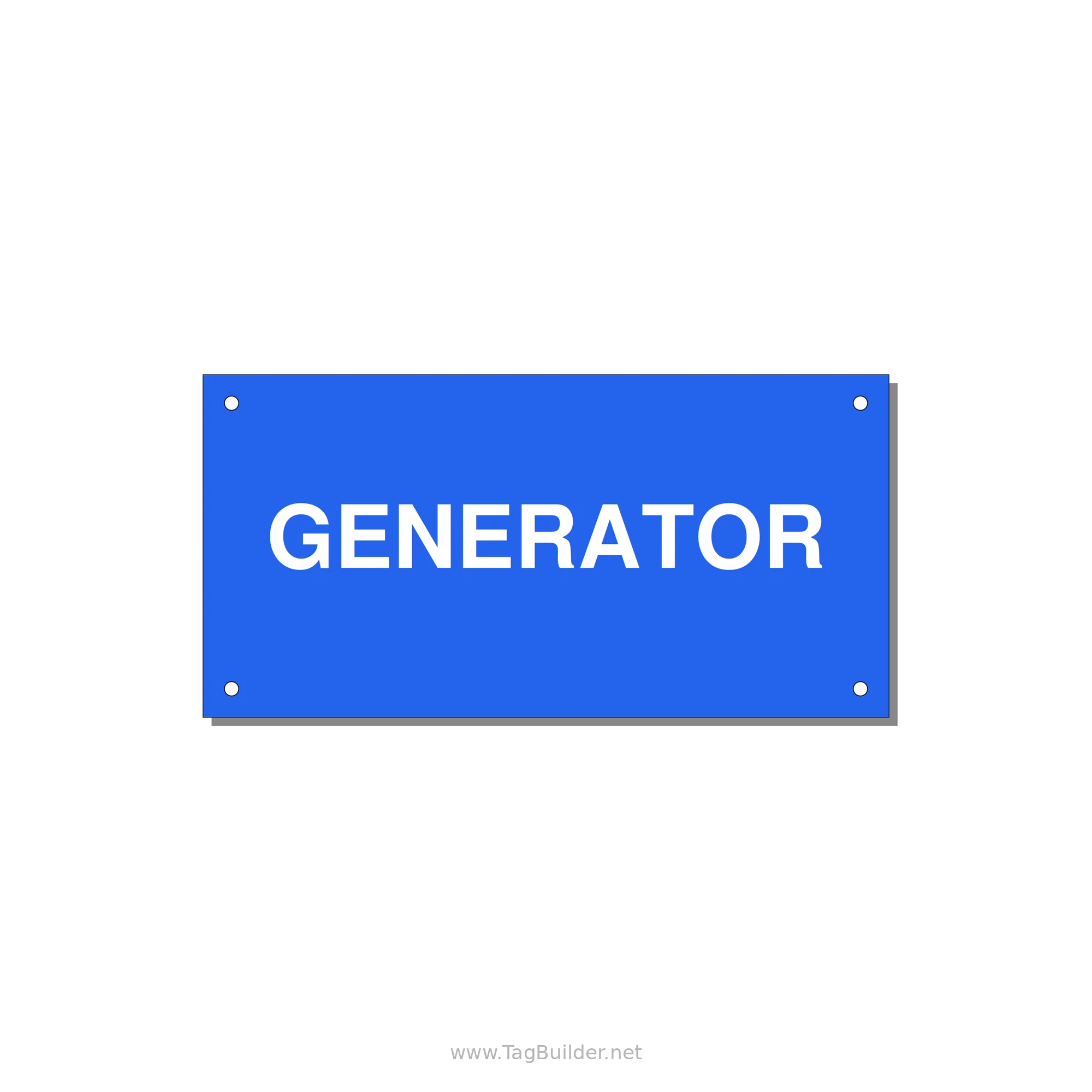 6.0x3.0" Generator Equipment Label - GENERATOR — 6x3" White on Blue, Holes
