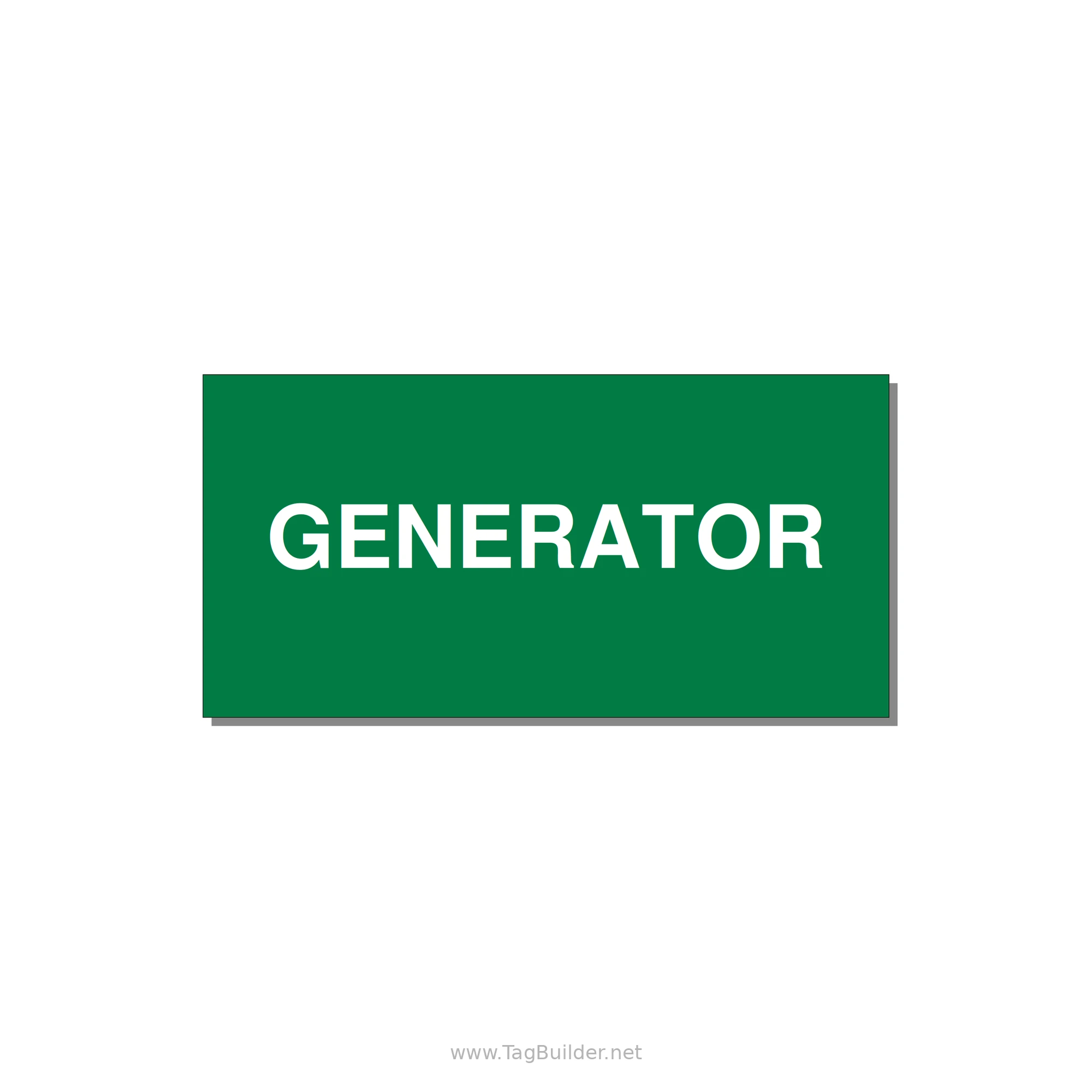 6.0x3.0" Generator Equipment Label - GENERATOR — 6x3" White on Green, Adhesive