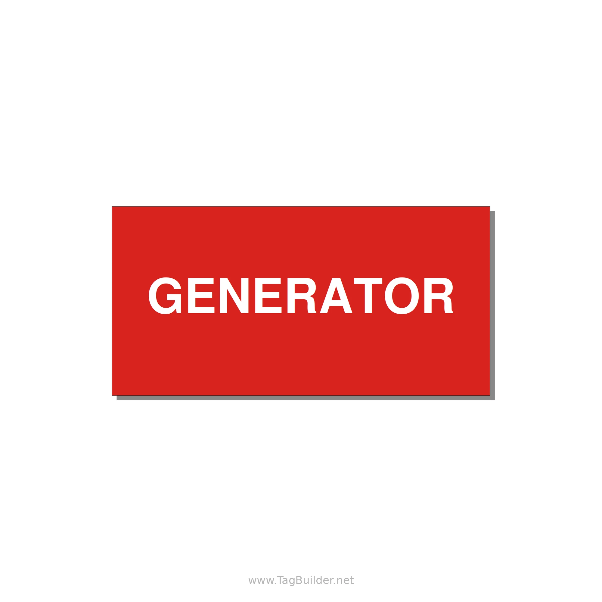 6.0x3.0" Generator Equipment Label - GENERATOR — 6x3" White on Red, Adhesive