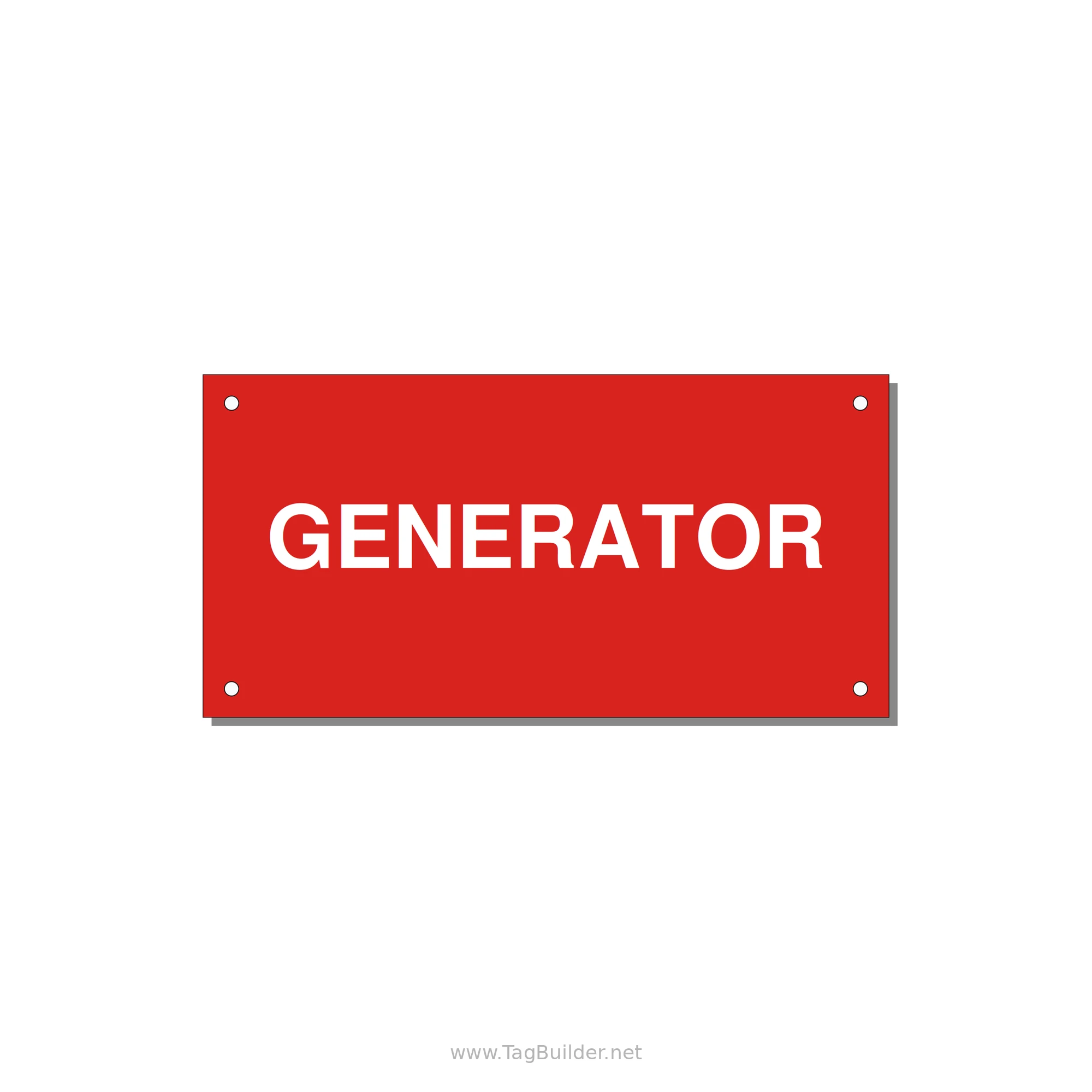 6.0x3.0" Generator Equipment Label - GENERATOR — 6x3" White on Red, Holes