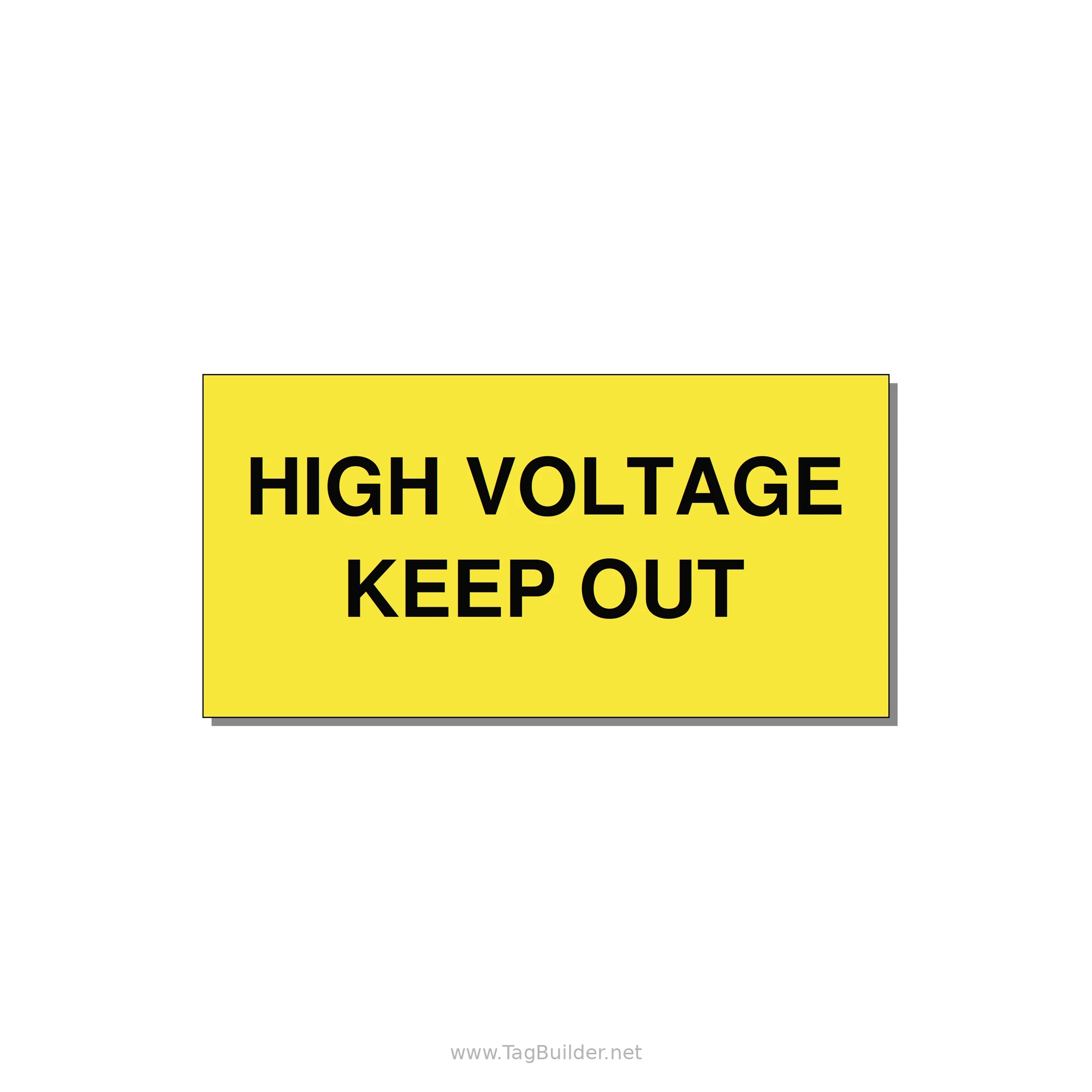 6.0x3.0" High Voltage Warning Sign - HIGH VOLTAGE KEEP OUT — 6x3" Black on Yellow, Adhesive