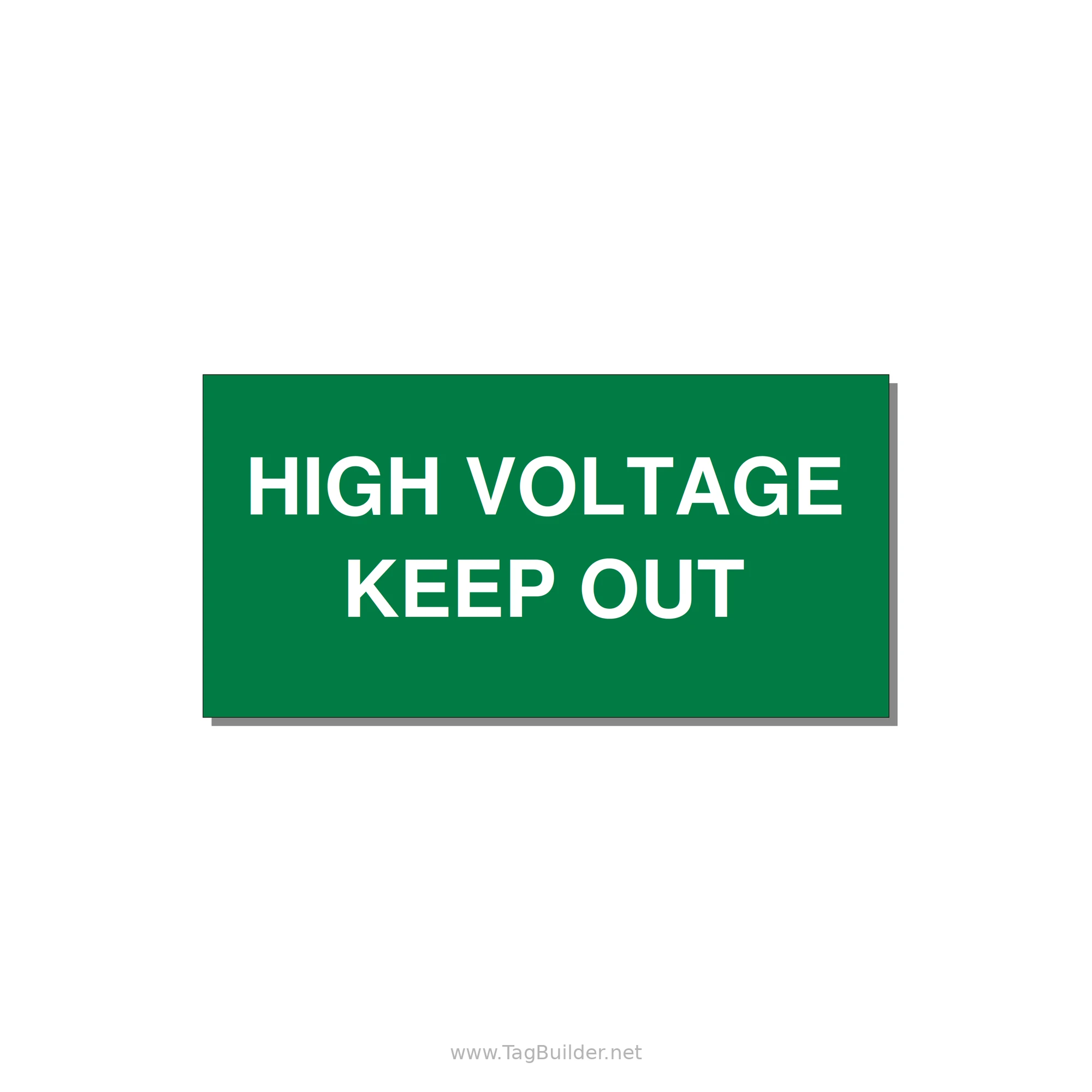 6.0x3.0" High Voltage Warning Sign - HIGH VOLTAGE KEEP OUT — 6x3" White on Green, Adhesive