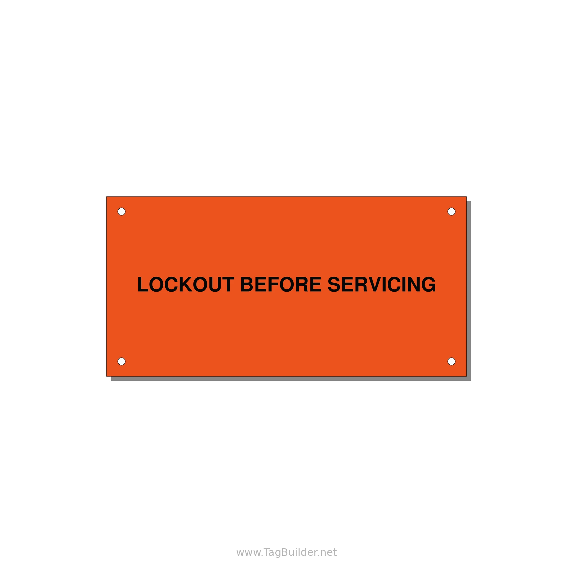 6.0x3.0" Lockout Tagout Label - LOCKOUT BEFORE SERVICING — 6x3" Black on Orange, Holes
