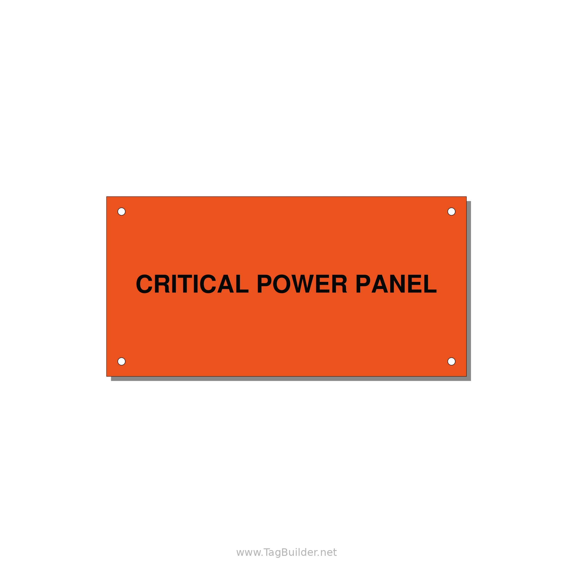 6.0x3.0" Panel Identification Label - CRITICAL POWER PANEL — 6x3" Black on Orange, Holes