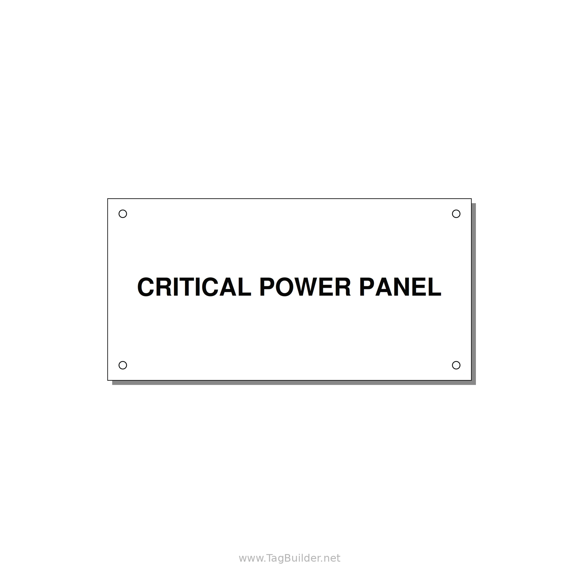 6.0x3.0" Panel Identification Label - CRITICAL POWER PANEL — 6x3" Black on White, Holes