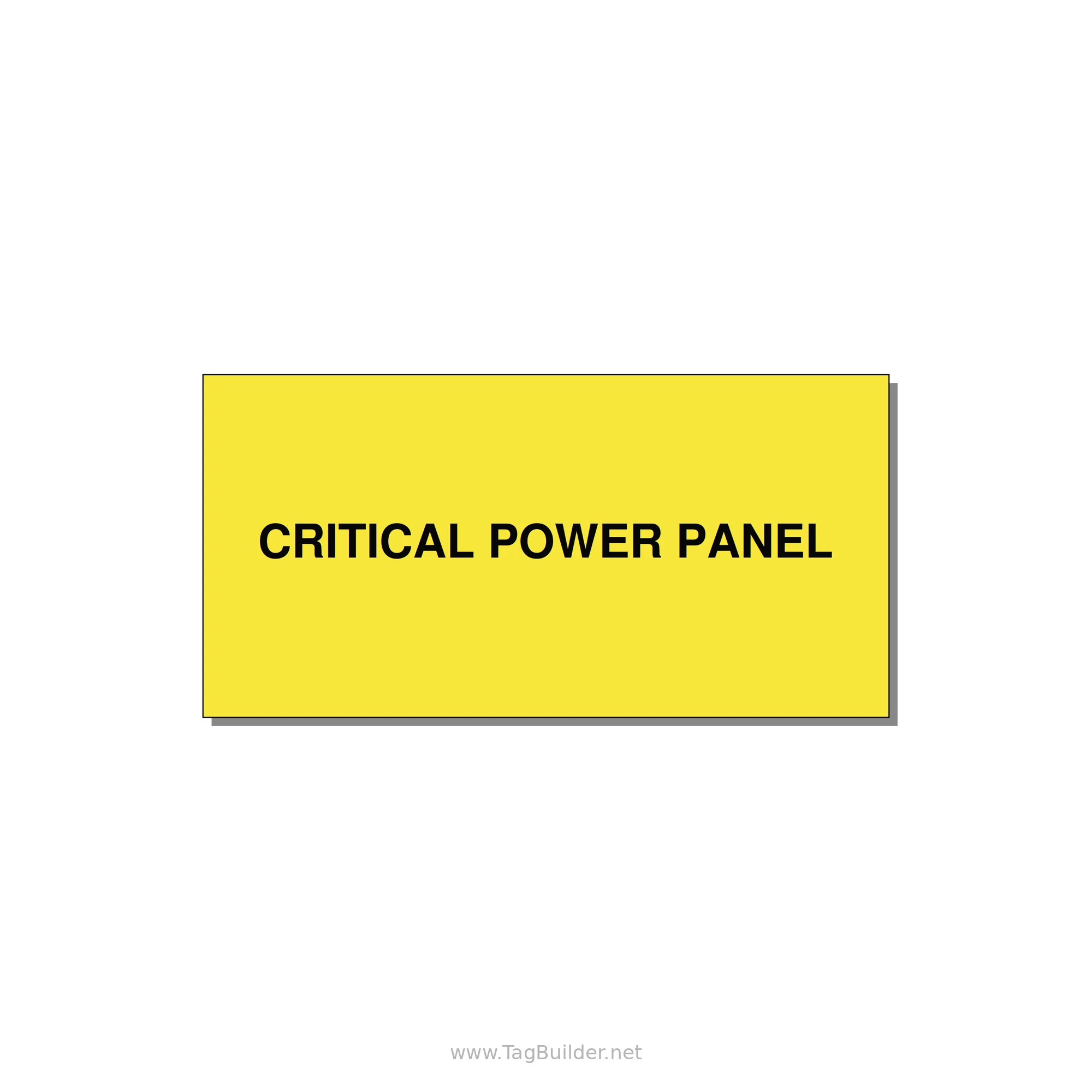 6.0x3.0" Panel Identification Label - CRITICAL POWER PANEL — 6x3" Black on Yellow, Adhesive