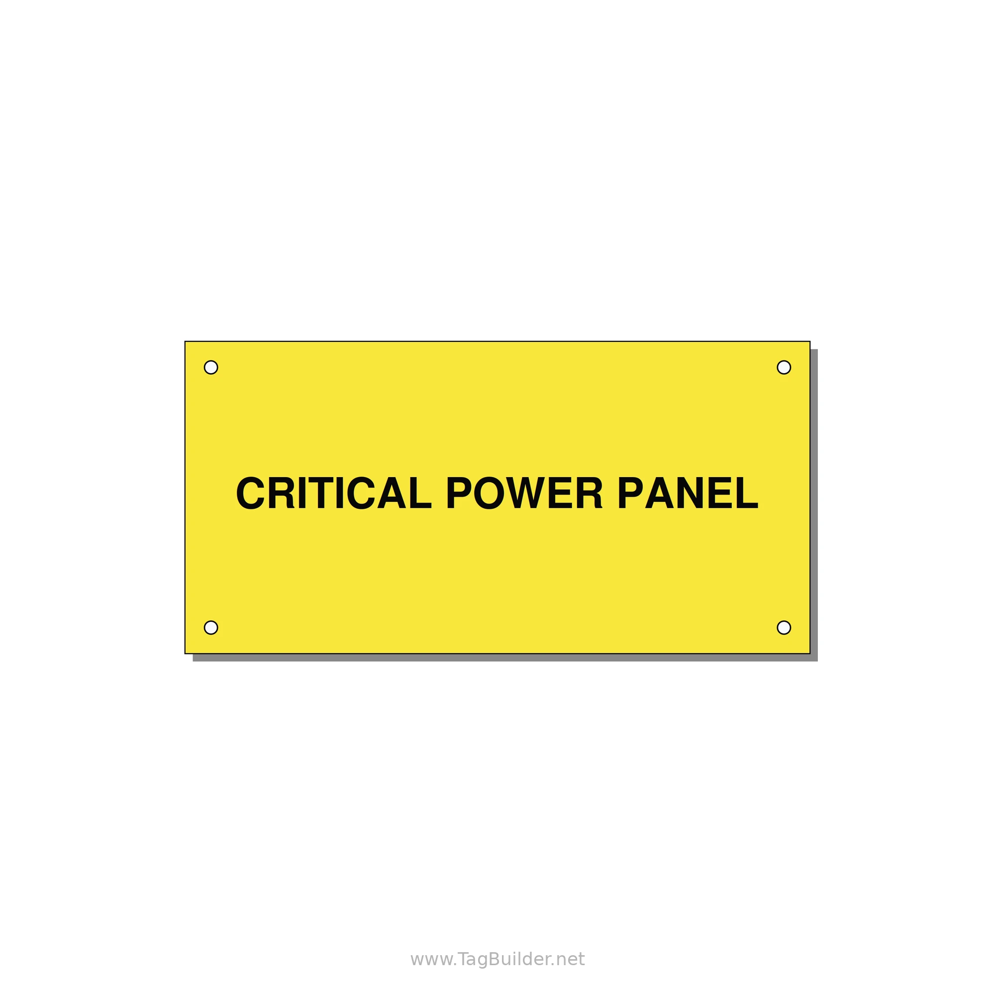 6.0x3.0" Panel Identification Label - CRITICAL POWER PANEL — 6x3" Black on Yellow, Holes