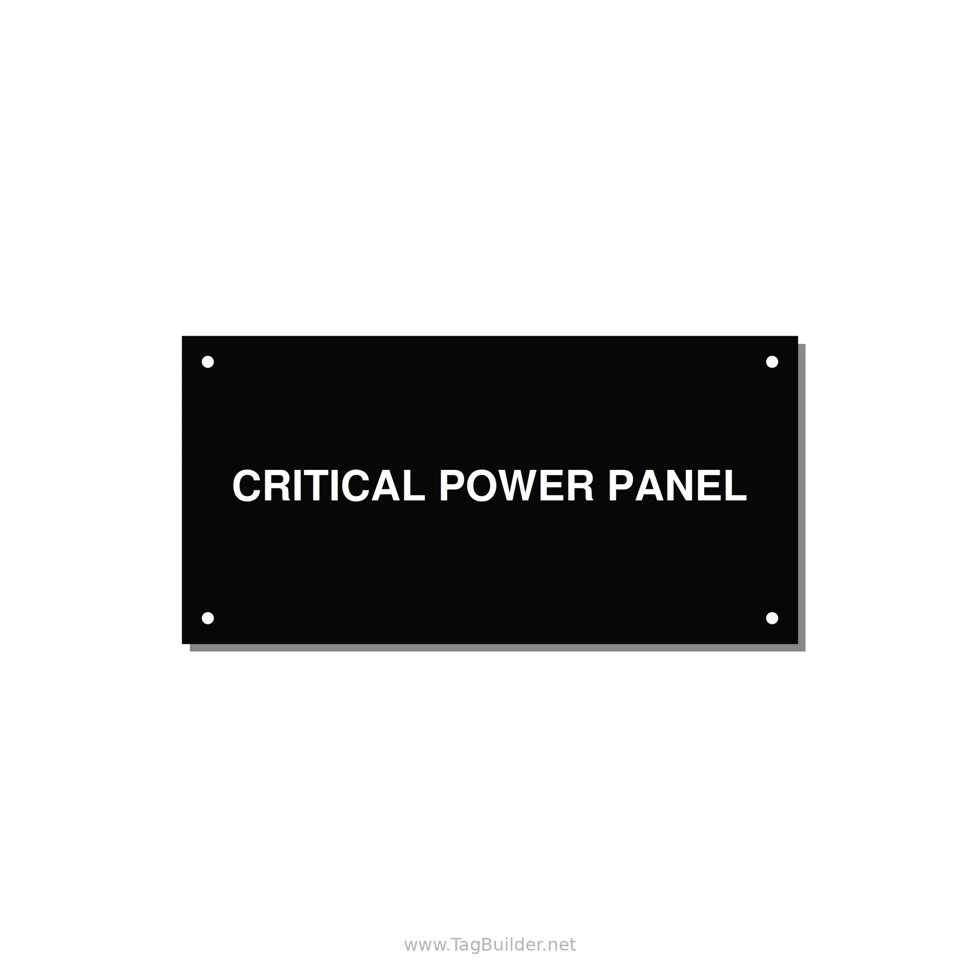 6.0x3.0" Panel Identification Label - CRITICAL POWER PANEL — 6x3" White on Black, Holes